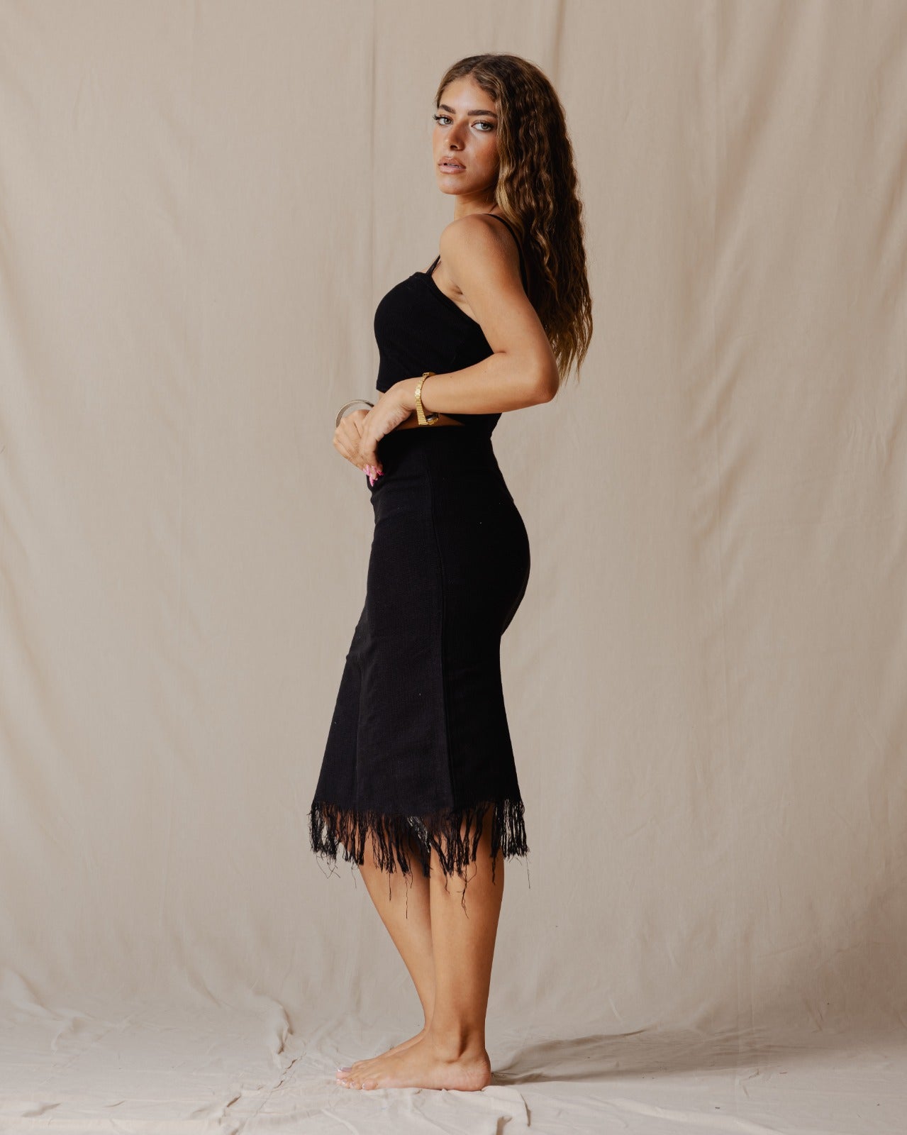 Gonna Boho con frange nera