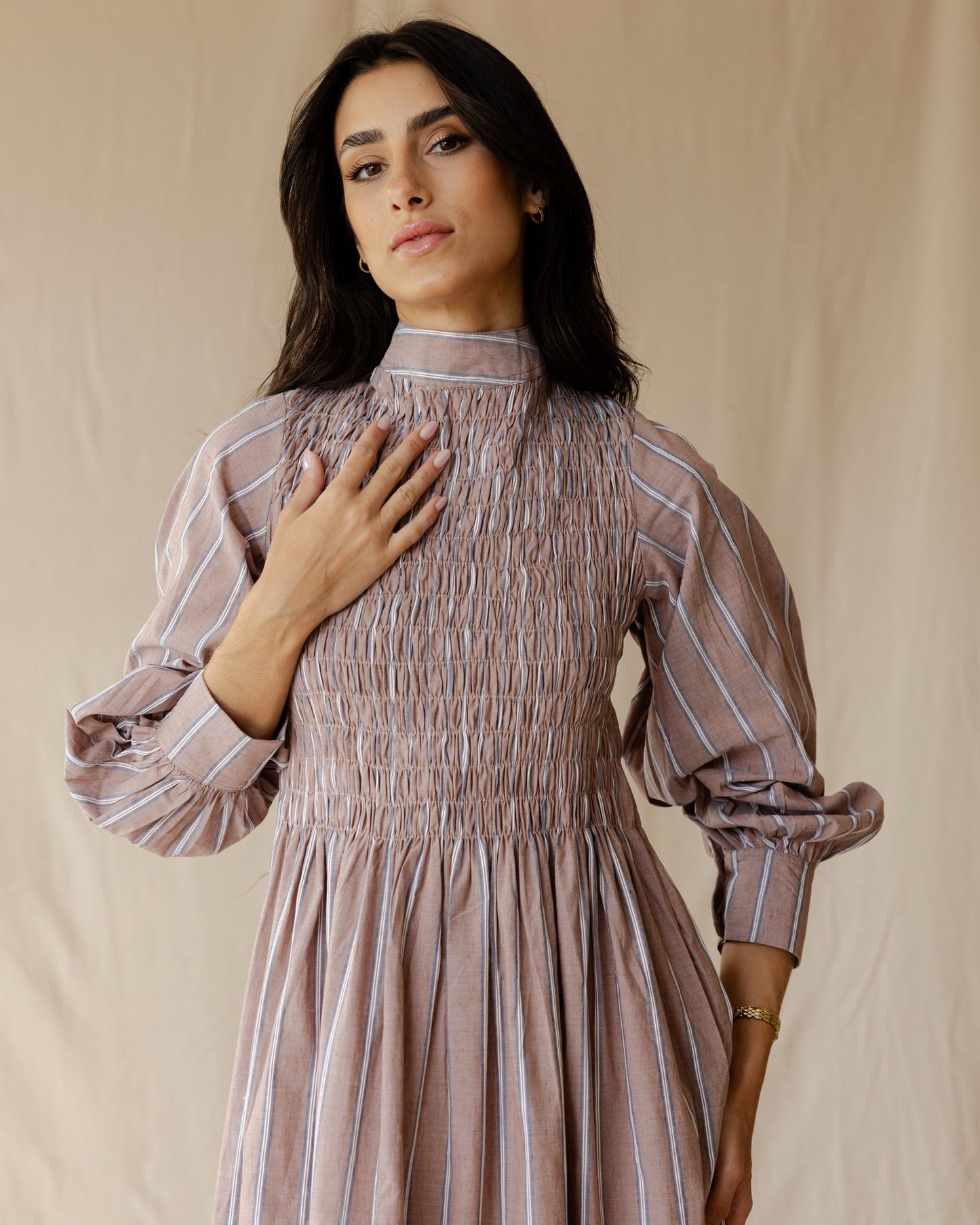 Ganni Brown Stripe Dress