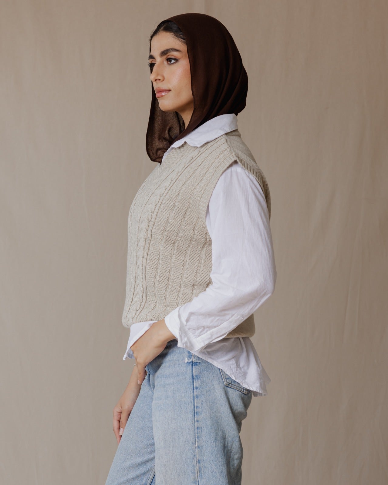 Gilet in maglia beige