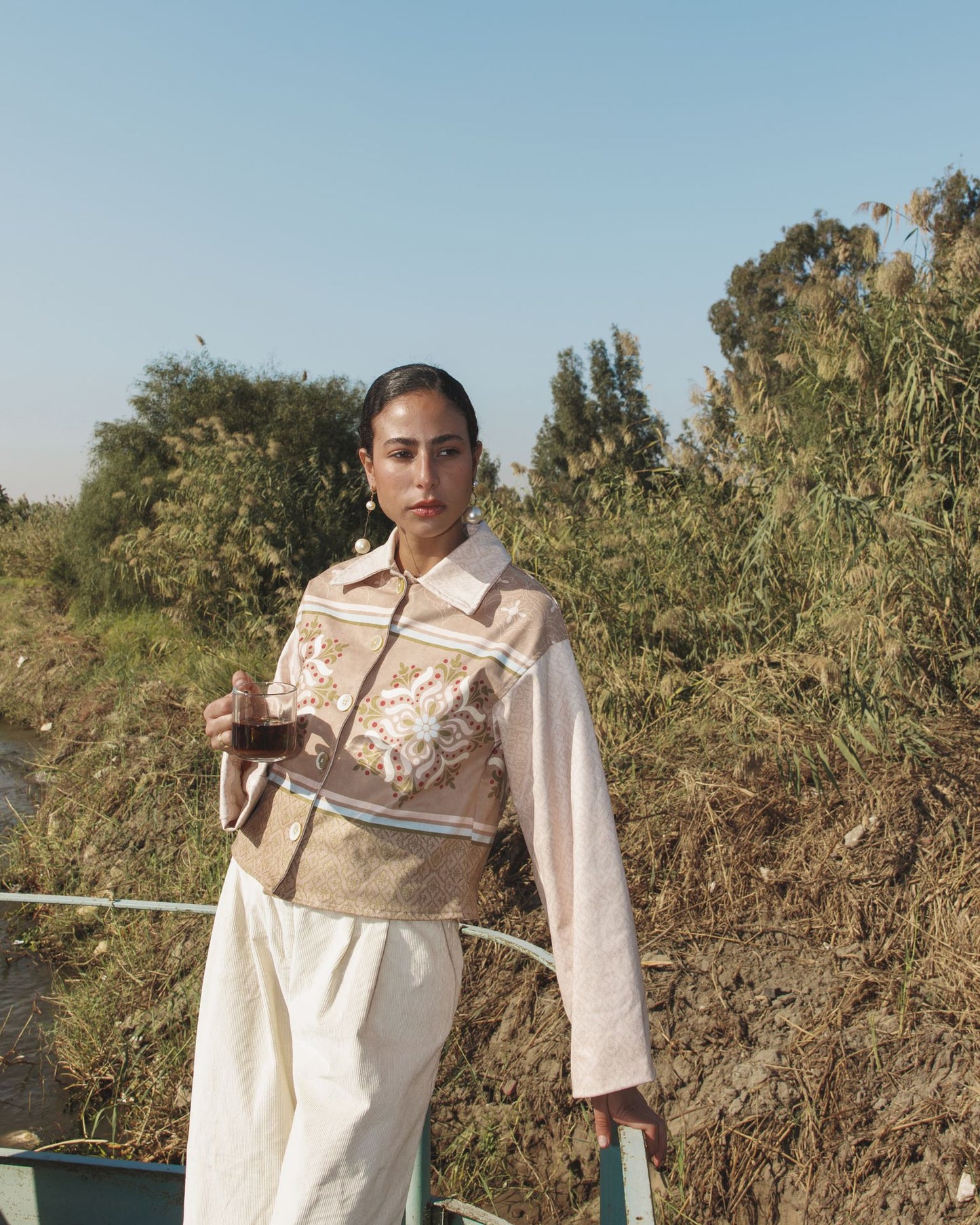 Beige Arabesque Suede Jacket