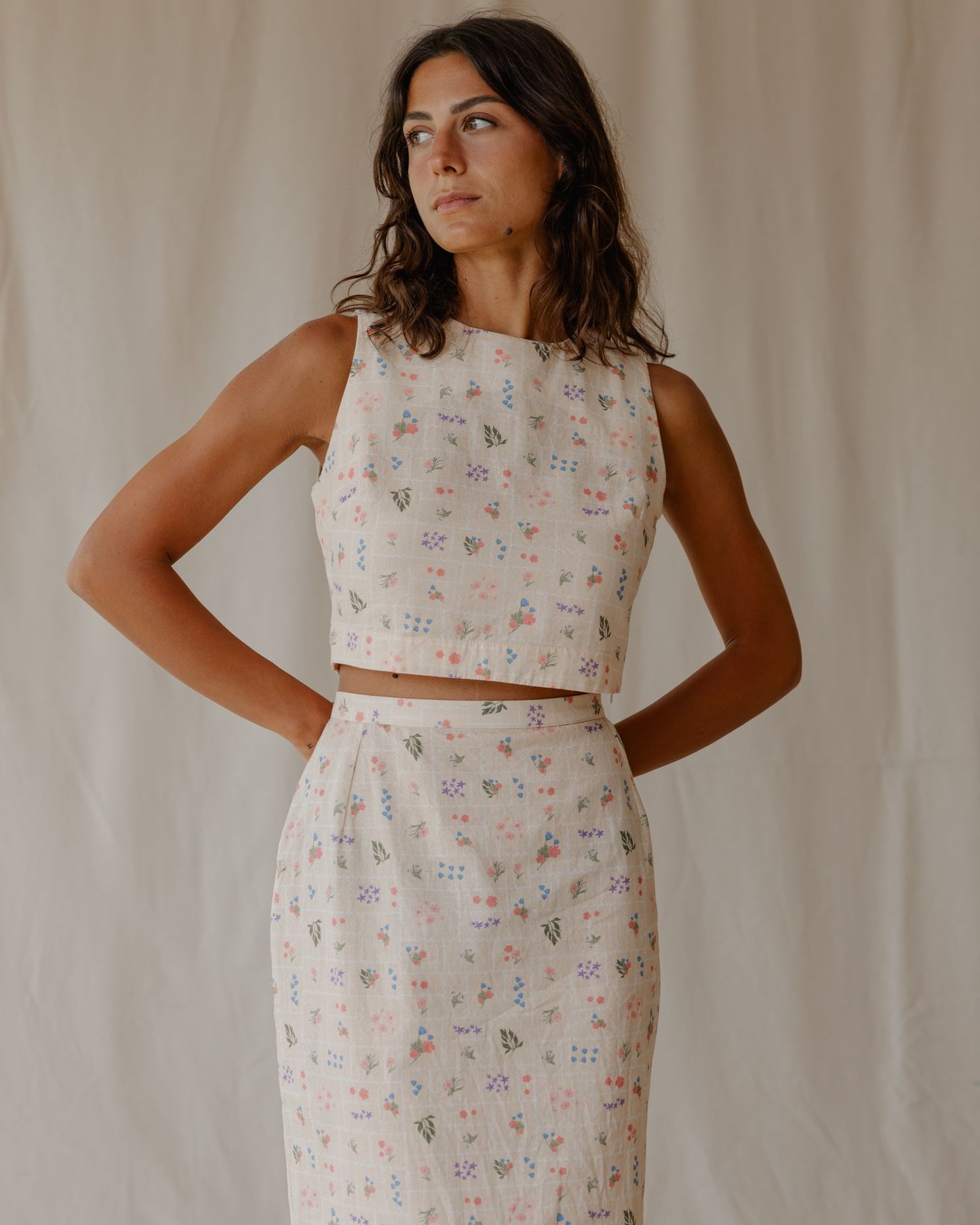 Conjunto Bege de Postal de Verão