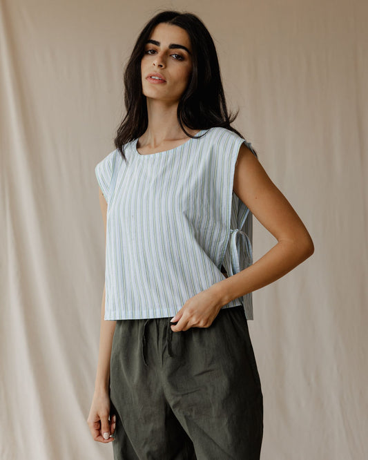 Sentimental Stripe Sleeveless Blouse