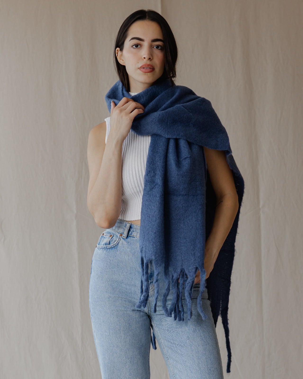 Lenço de inverno Simples Petróleo