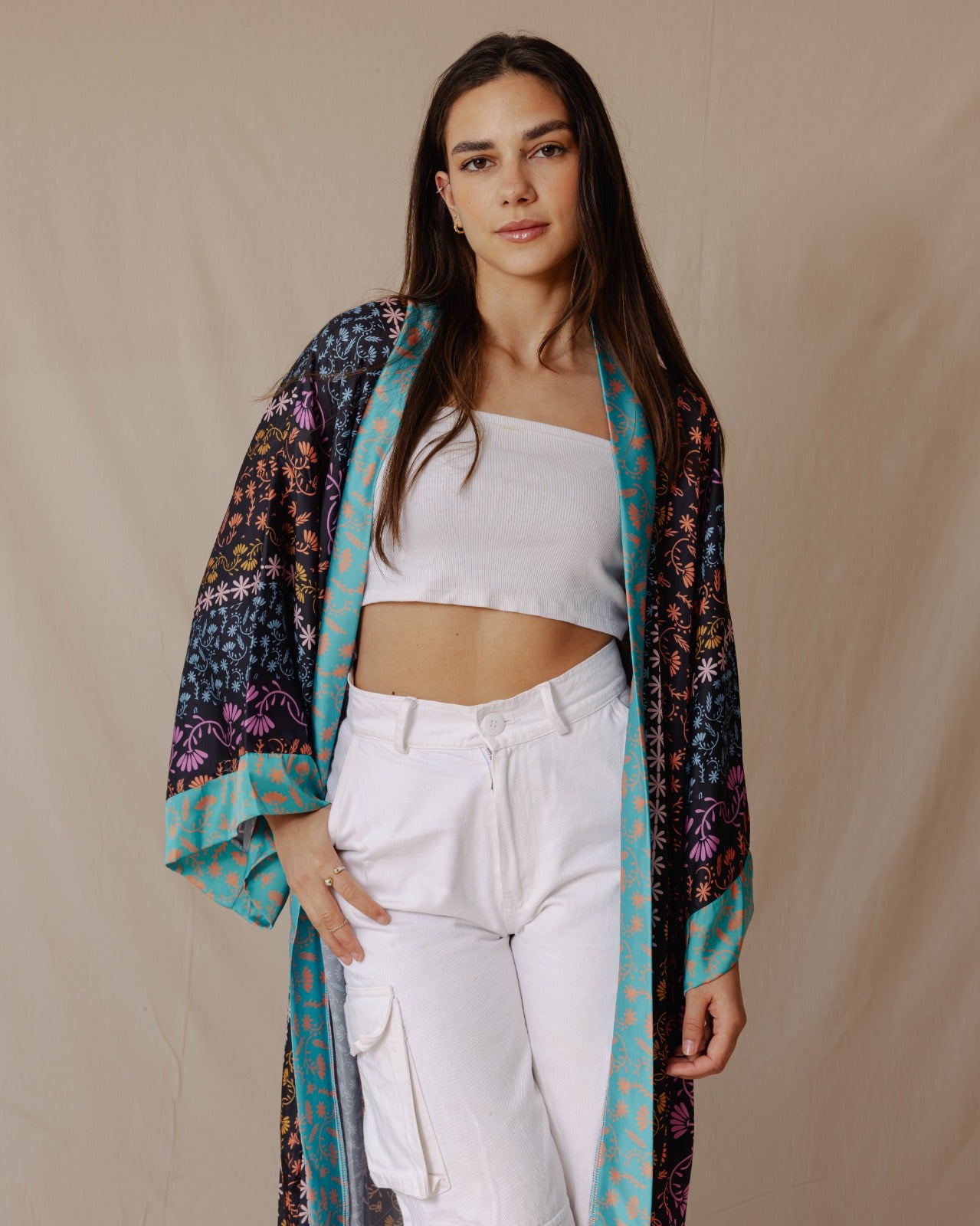 Kimono indio de jardín floral