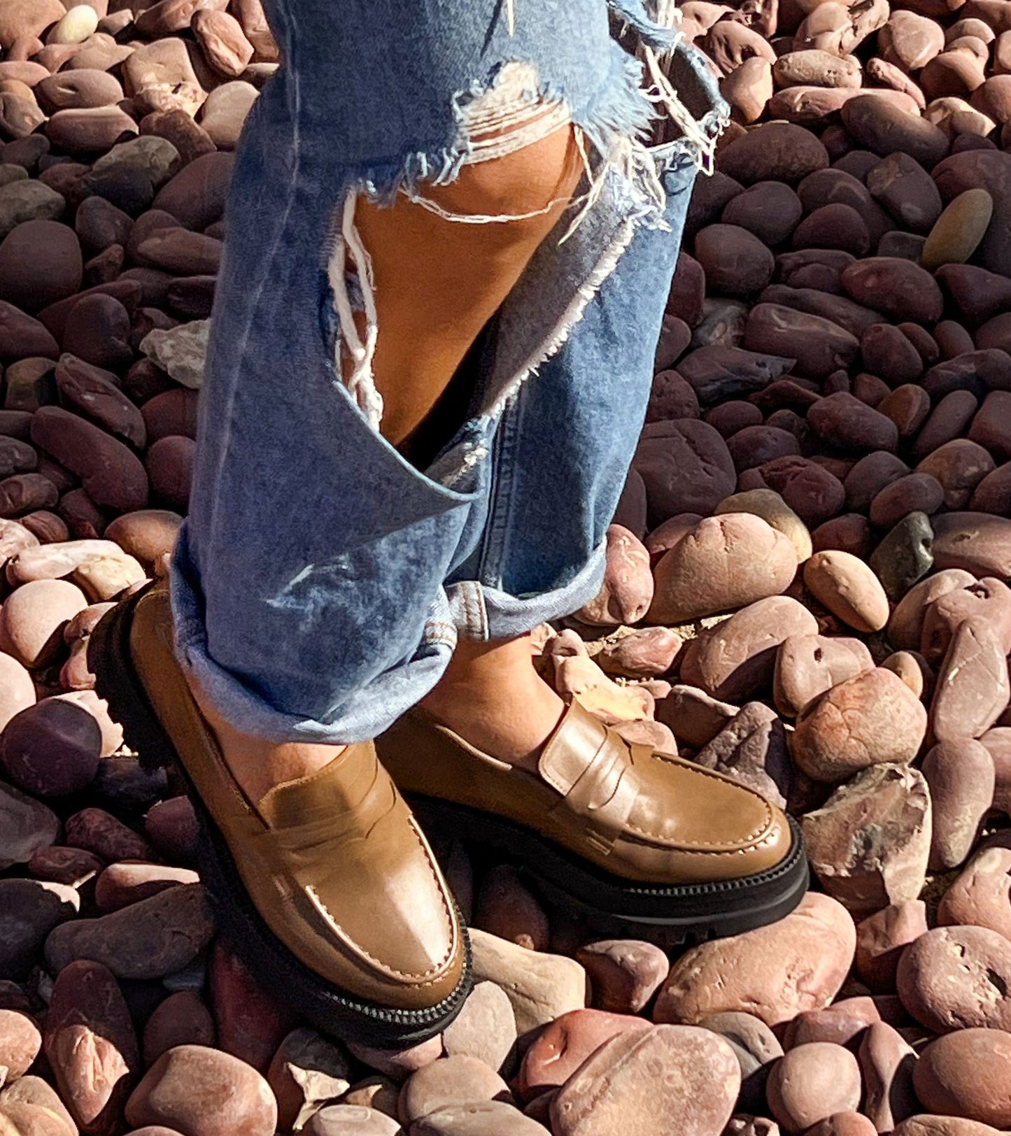 Mocasines de cuero Café