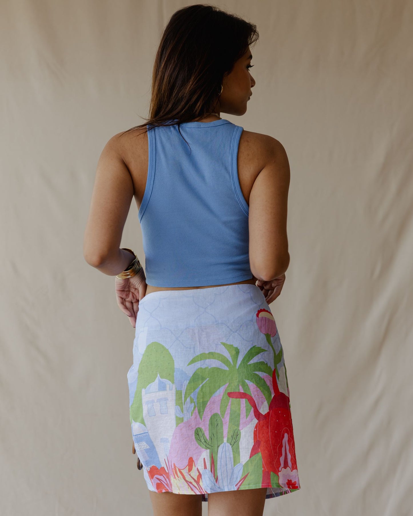 Blue Sunrise Oasis Linen Skirt