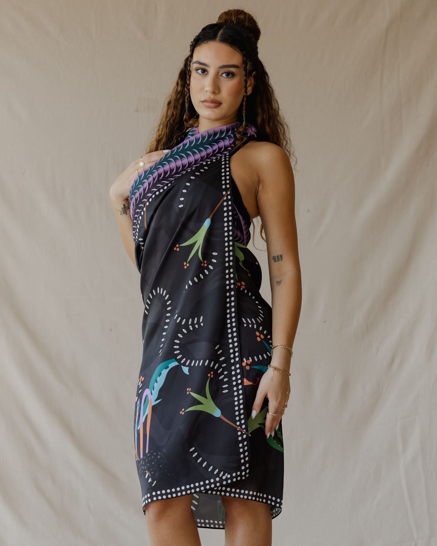 Wild Cats Sarong Black