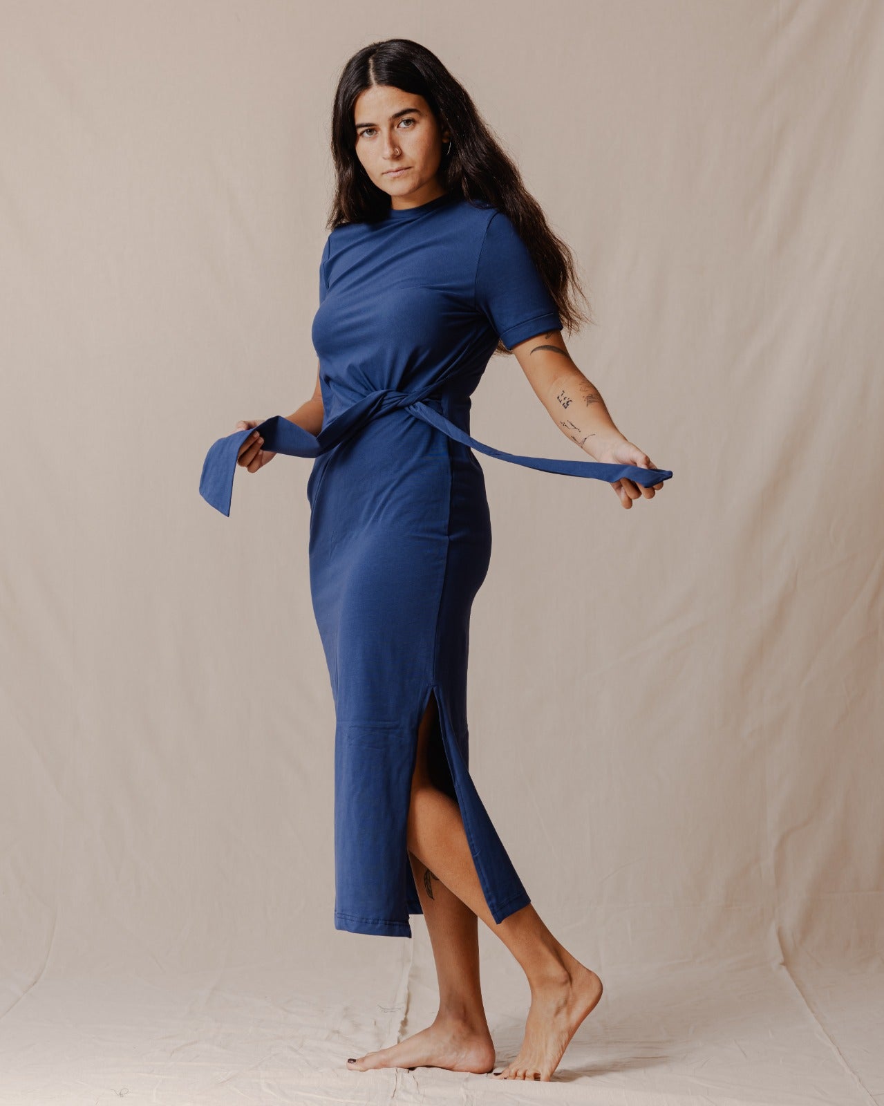 Abito in cotone blu,