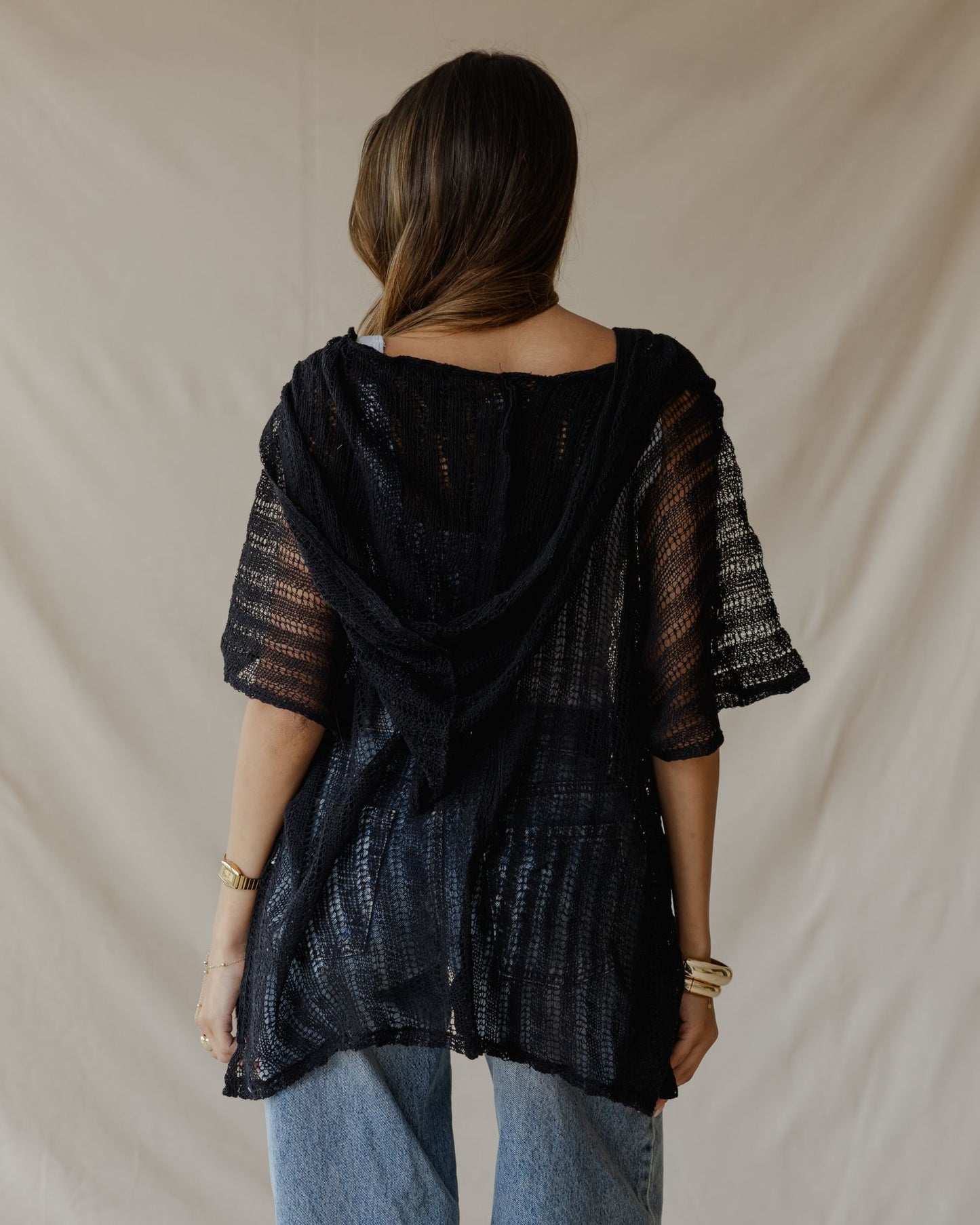Poncho estivo in maglia nero