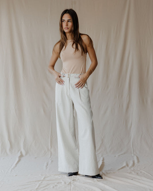 X Stitch White Pants