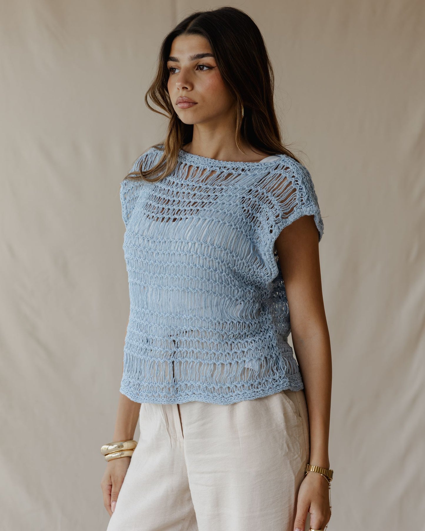 Knit Me Not Baby Blue Top