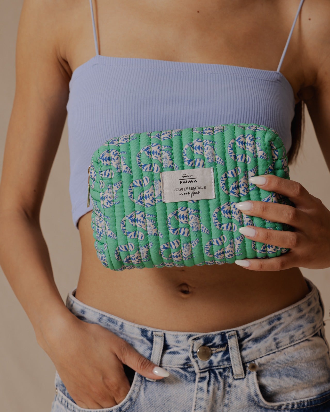 Bolsa de maquillaje elástica con diseño de gato