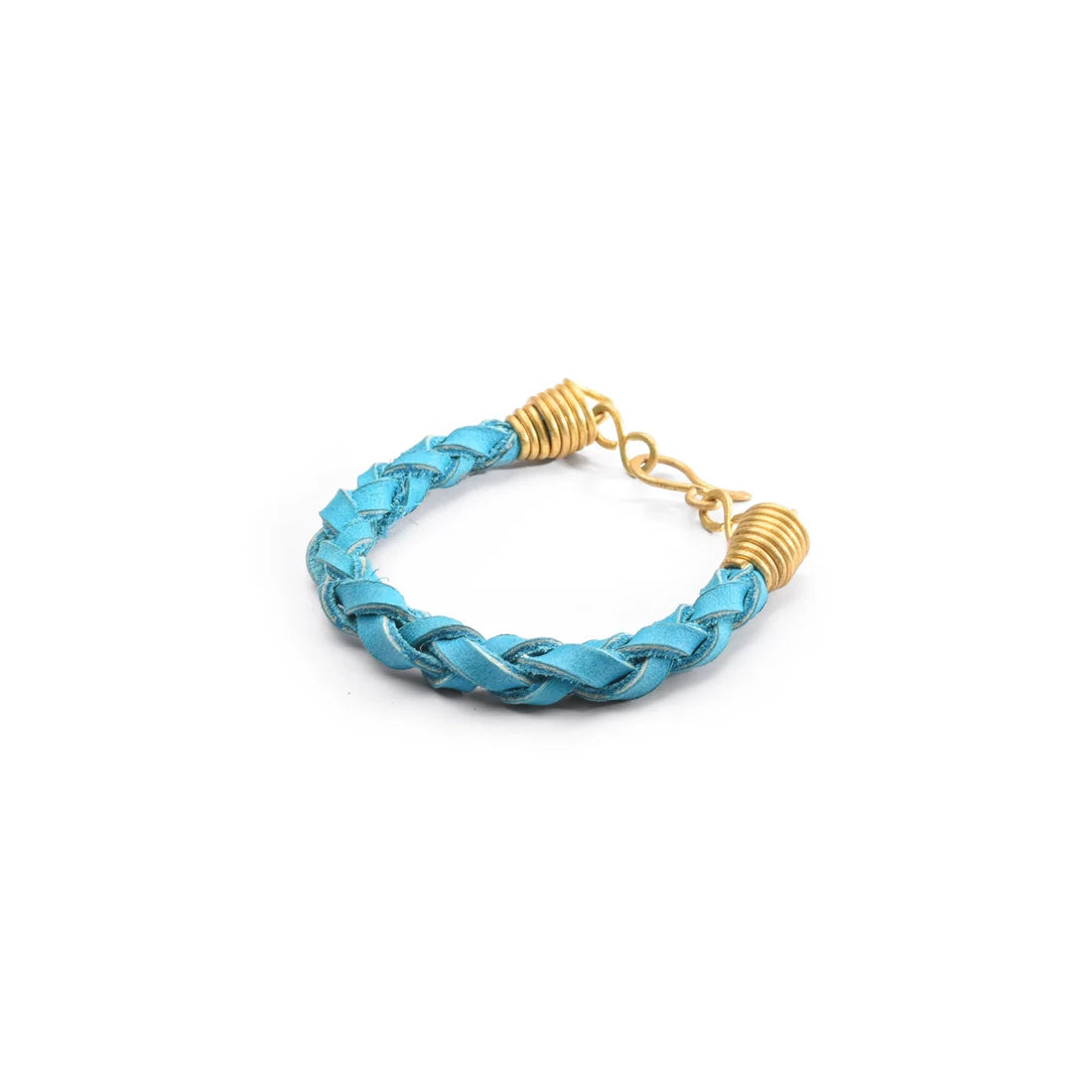 Natural Leather Bracelet Aqua