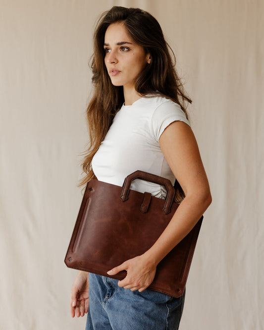 Brown Top Handle Laptop Sleeve