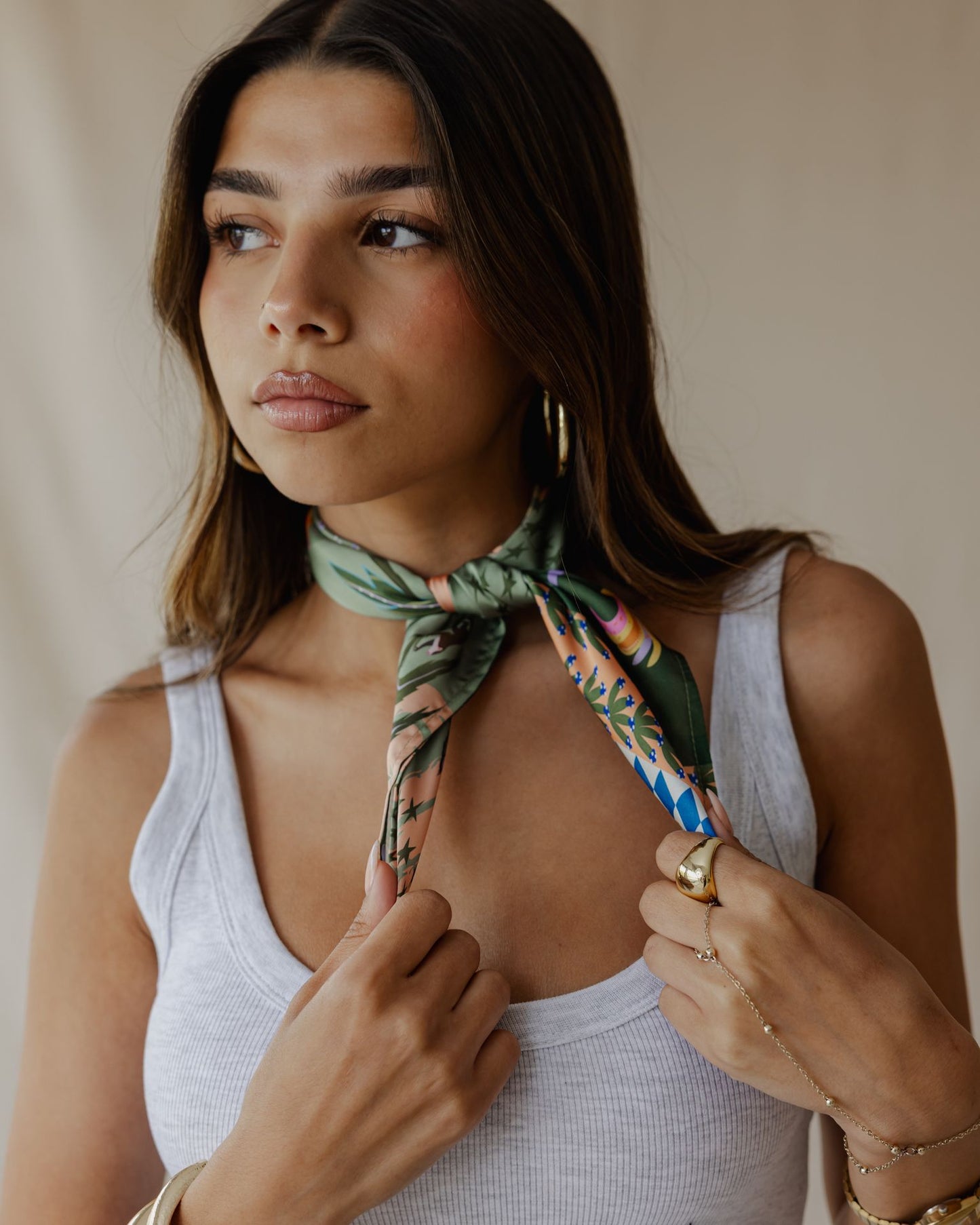 Wilderness Lover Scarf Sage Green X Salmon
