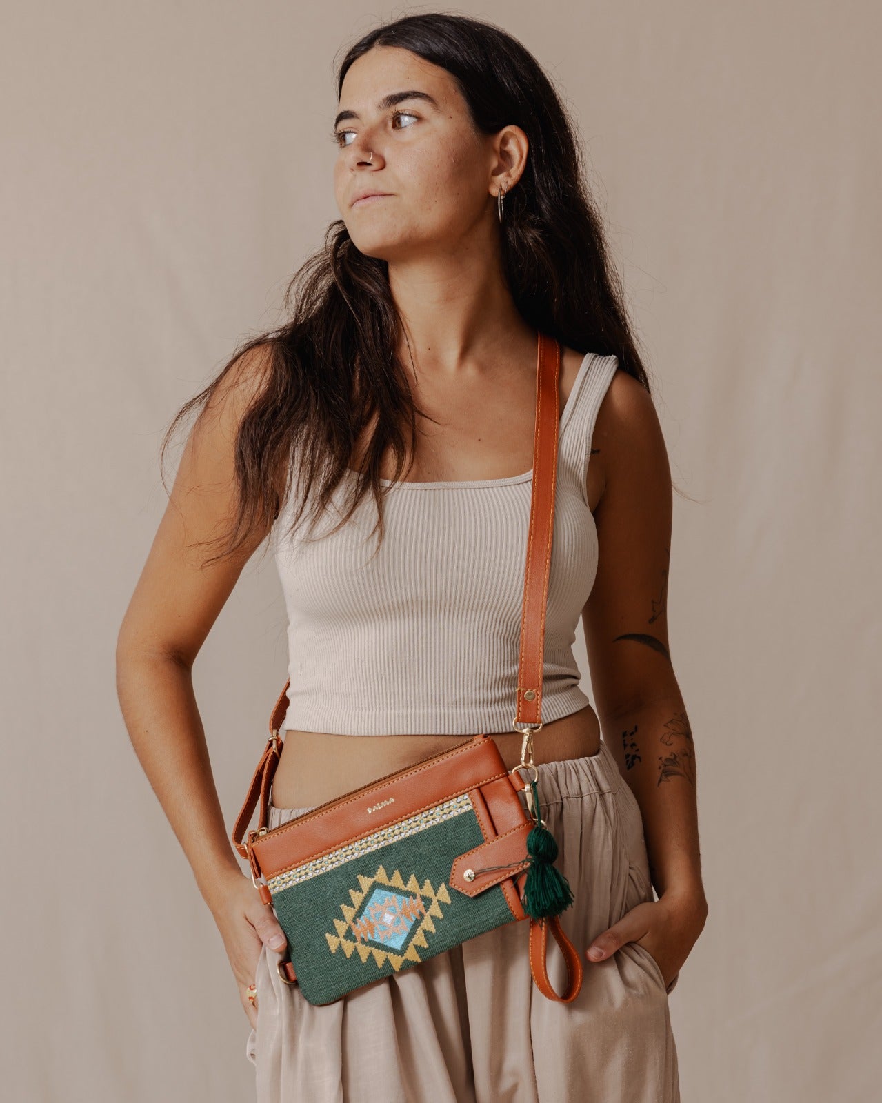 Tribal Tapestry Purse In Olive X Havane