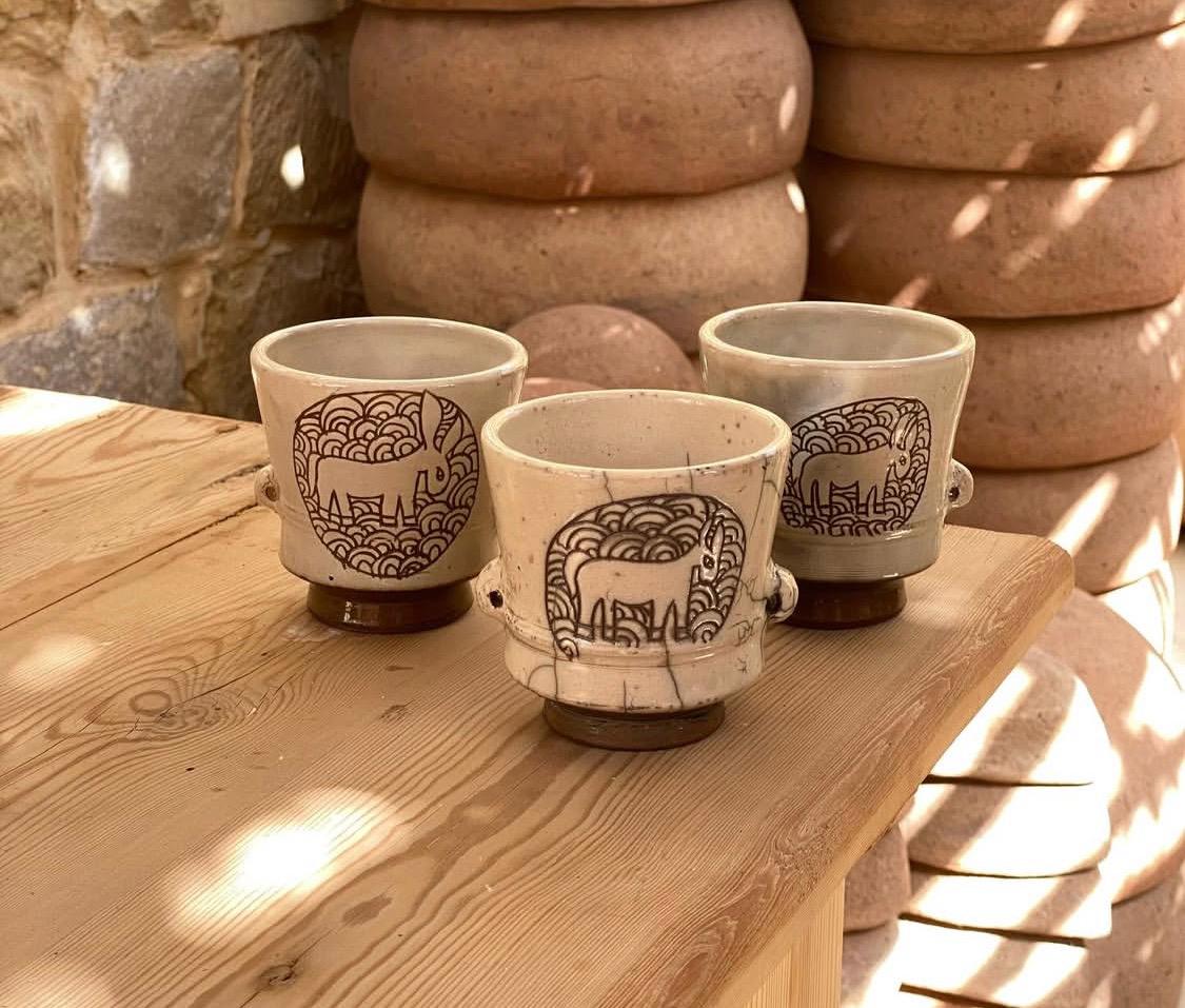 White Mug with Donkey Print
