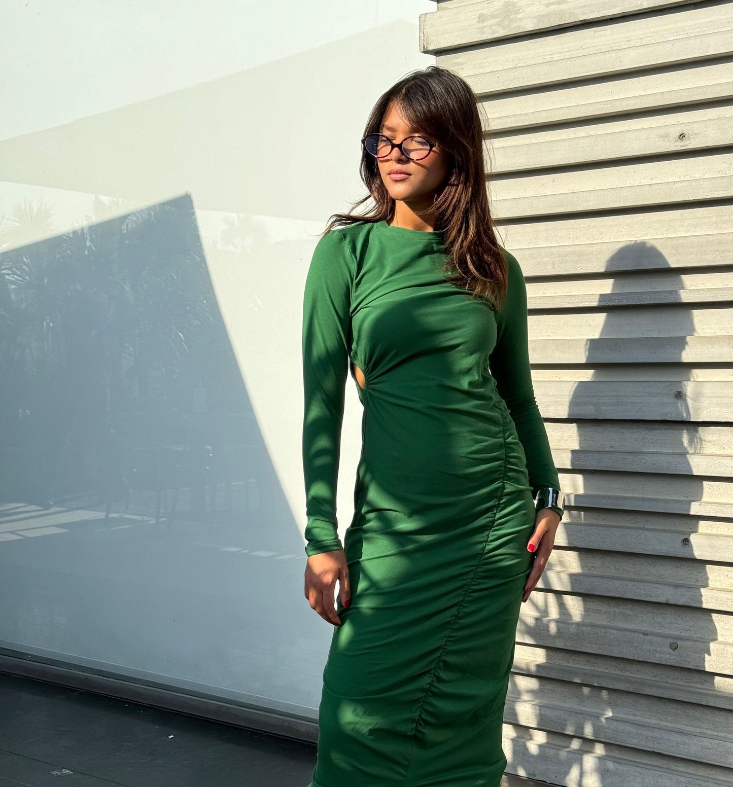 Abito arricciato in verde