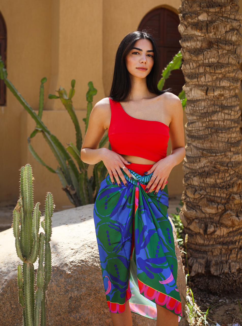 Sarong Island Palm in verde acqua X