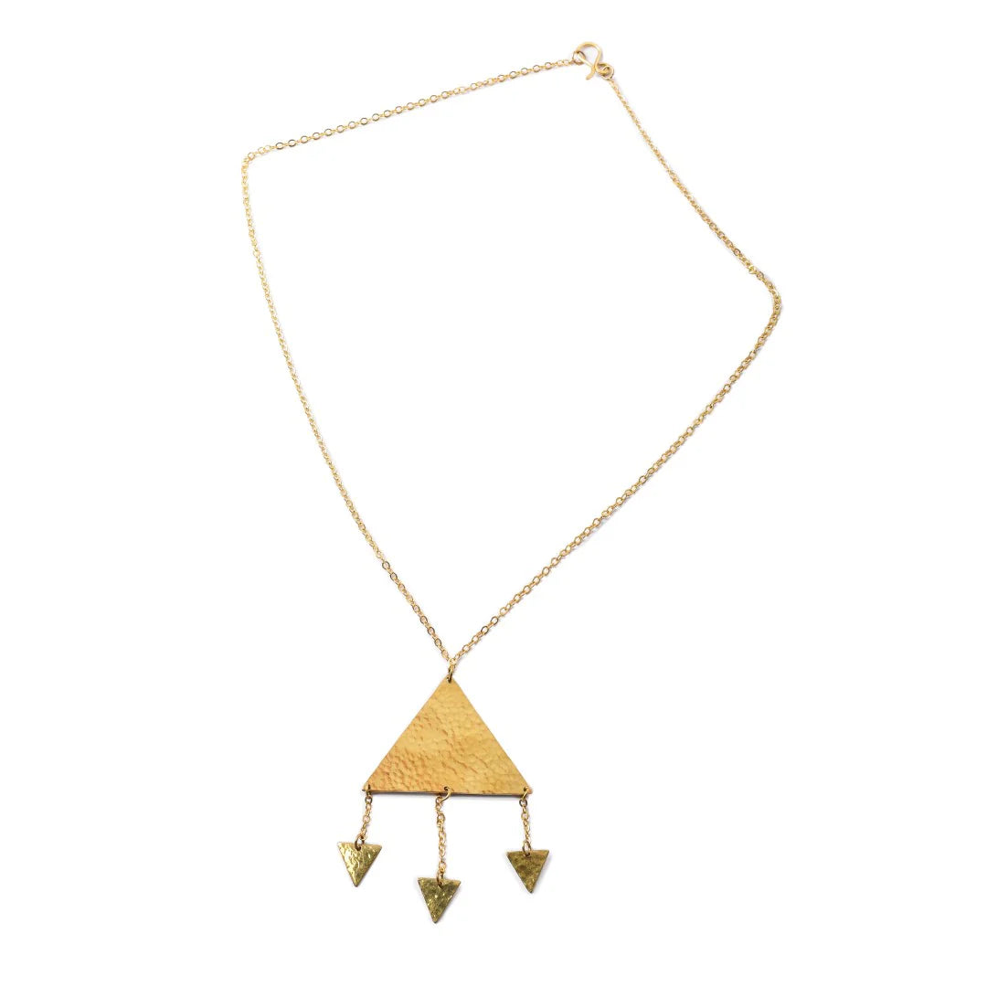 Triangular Long Brass Necklace