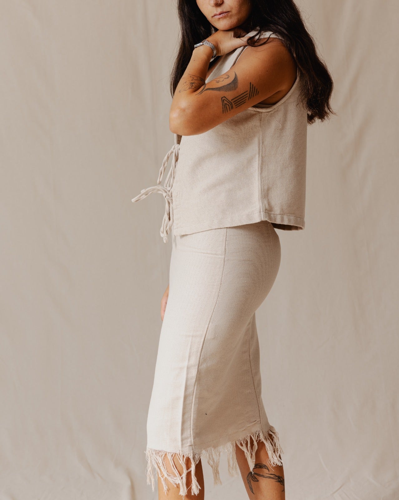 Gonna Boho con frange beige
