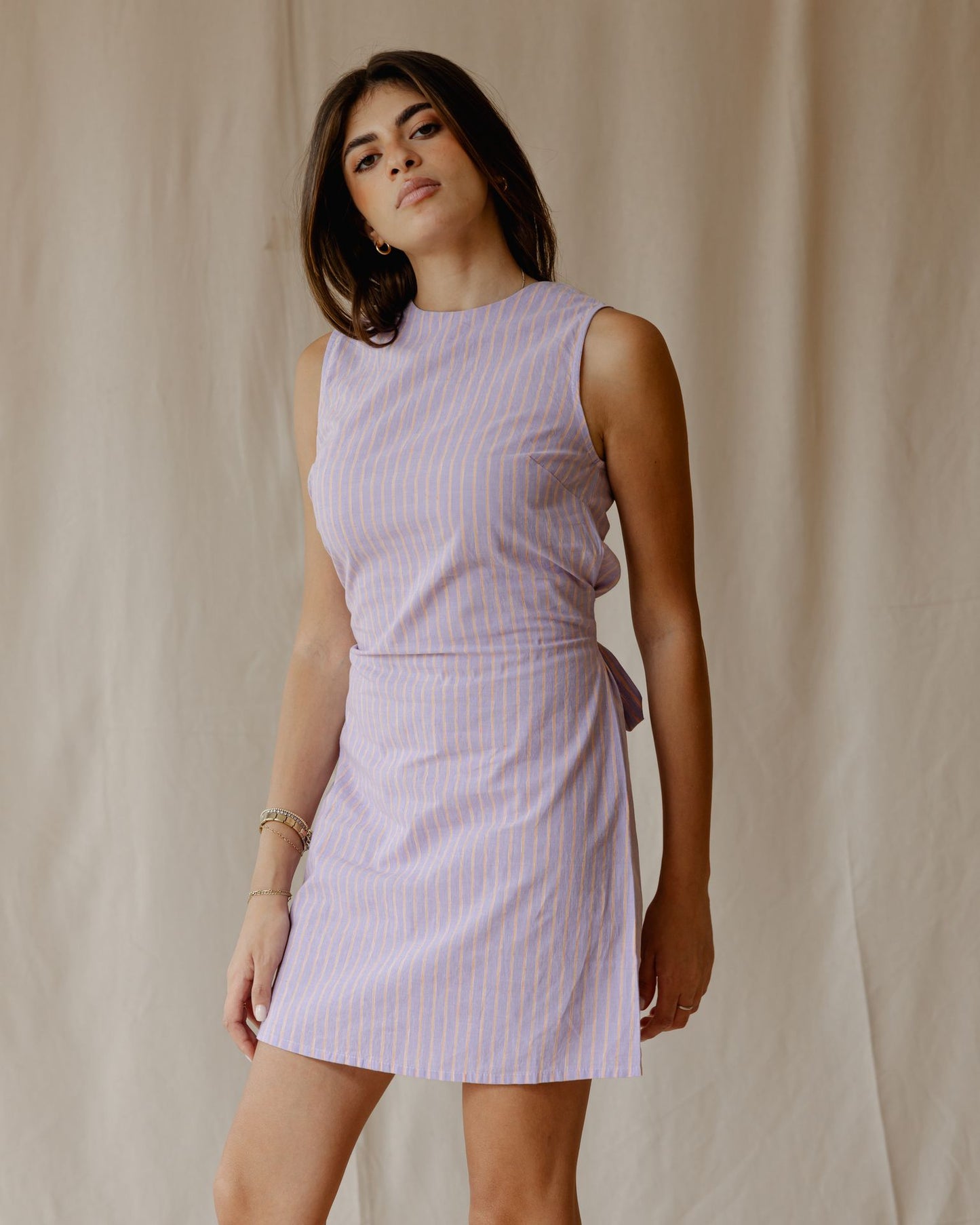 Sugar Stripe Dress Purple