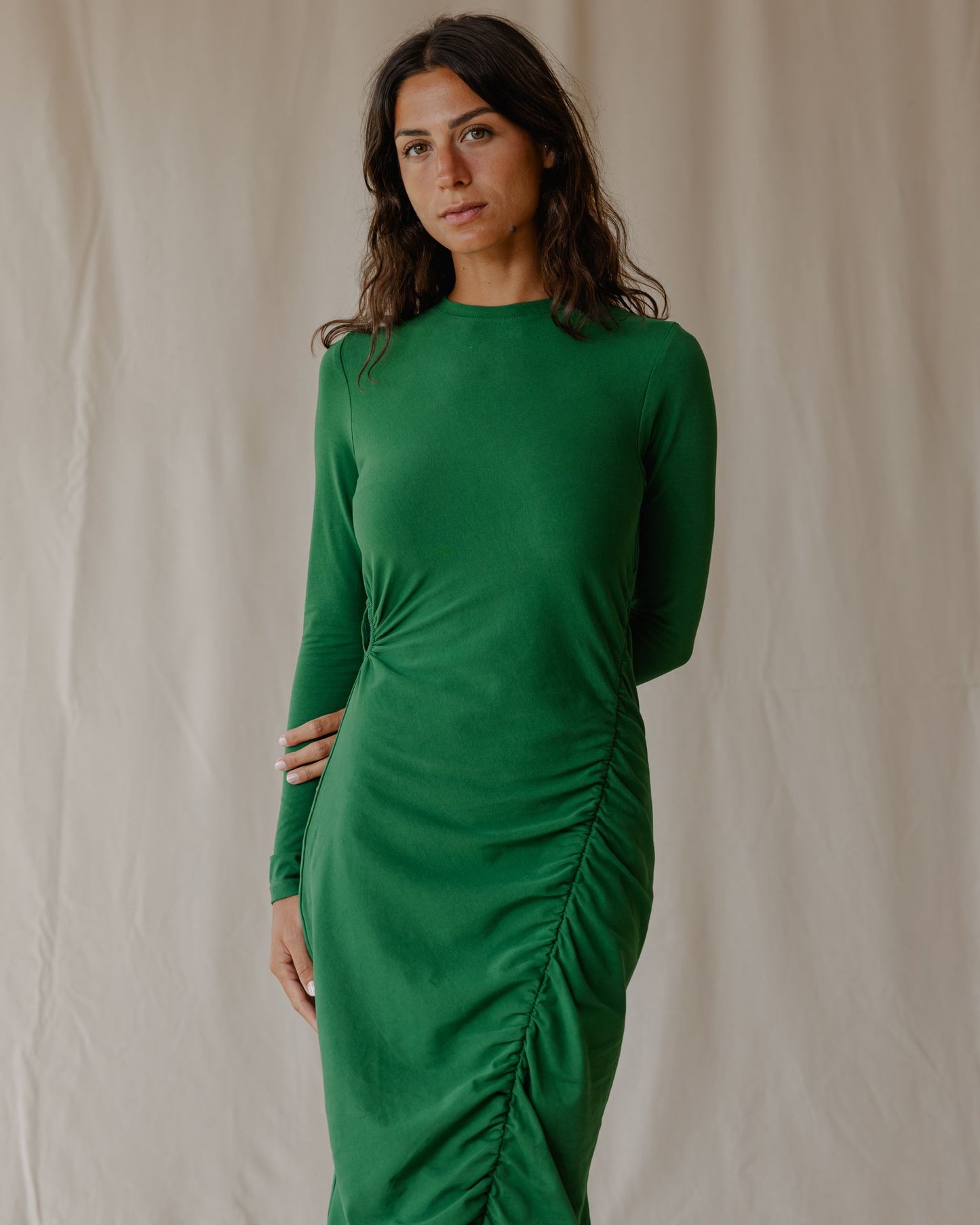 Abito arricciato in verde