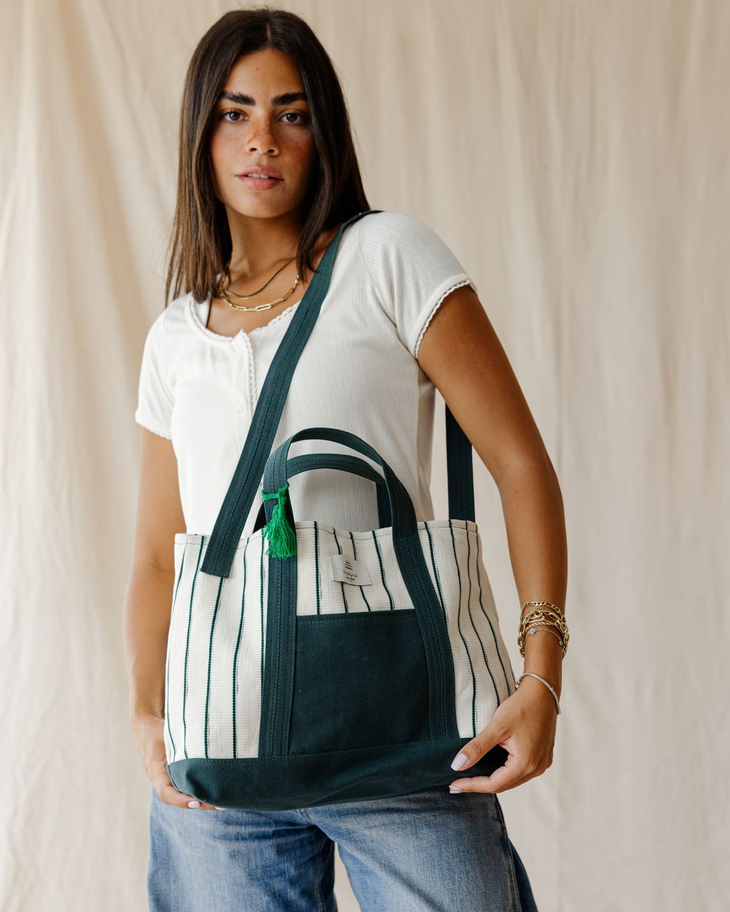 White Striped Cross Bag
