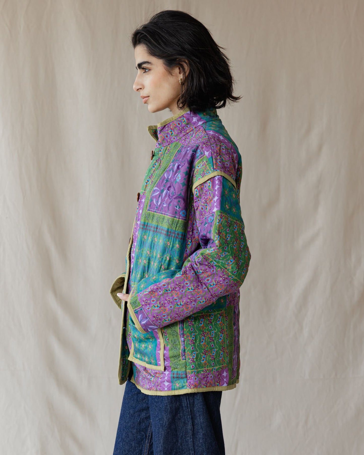 Giacca oversize con fiori di lavanda