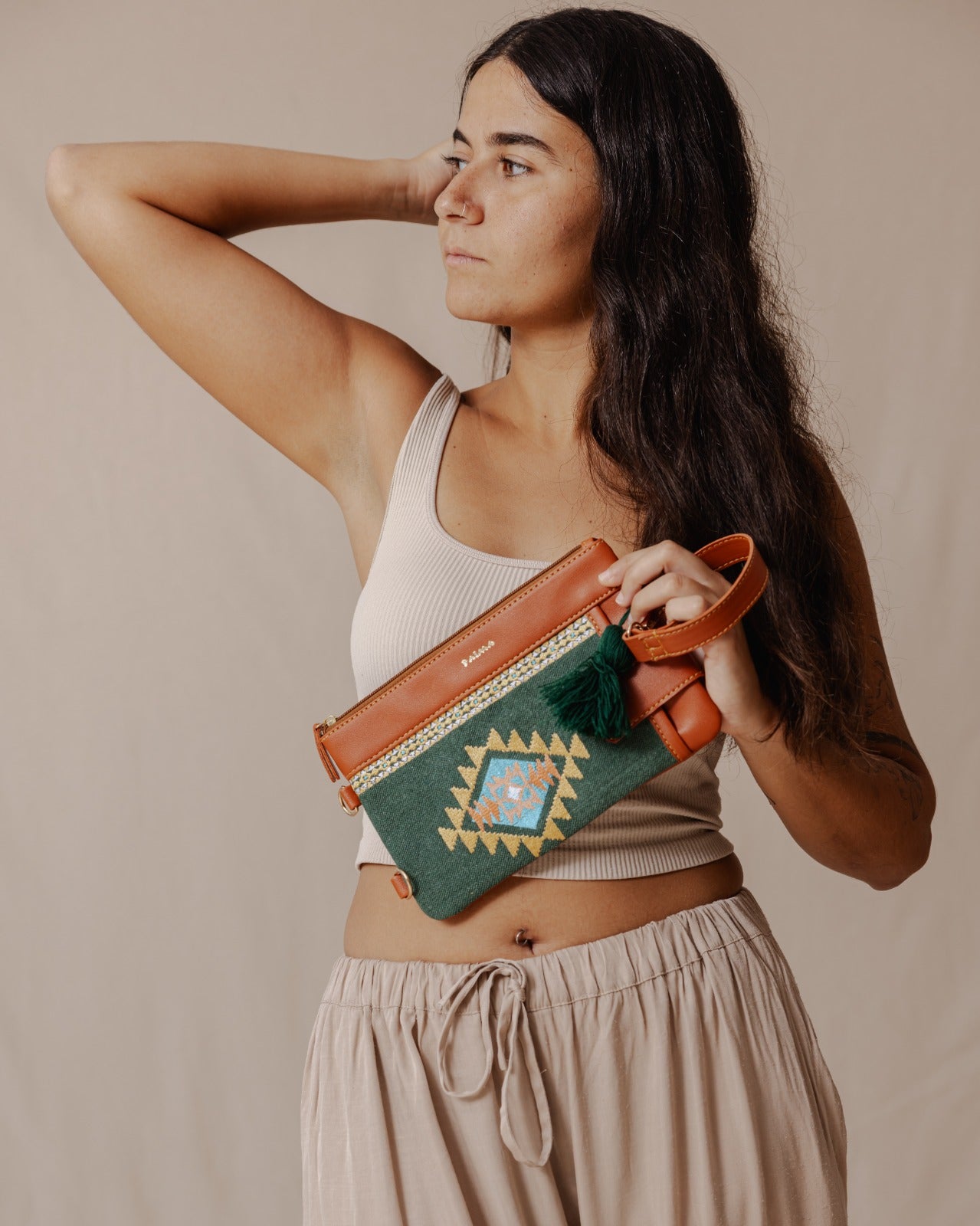 Tribal Tapestry Purse In Olive X Havane