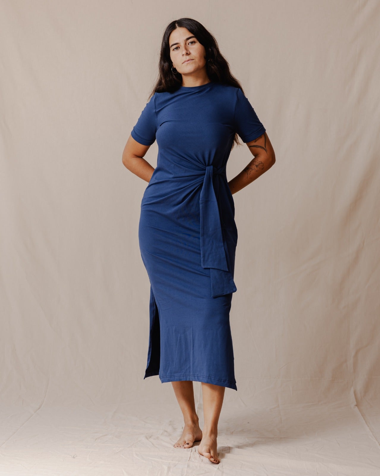 Abito in cotone blu,