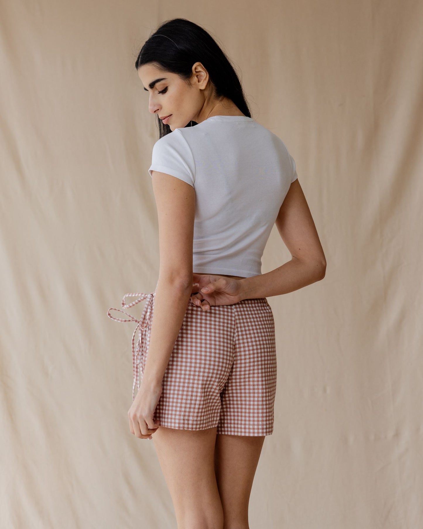 Falda-Pantalón Vichy Rosa Polvorienta