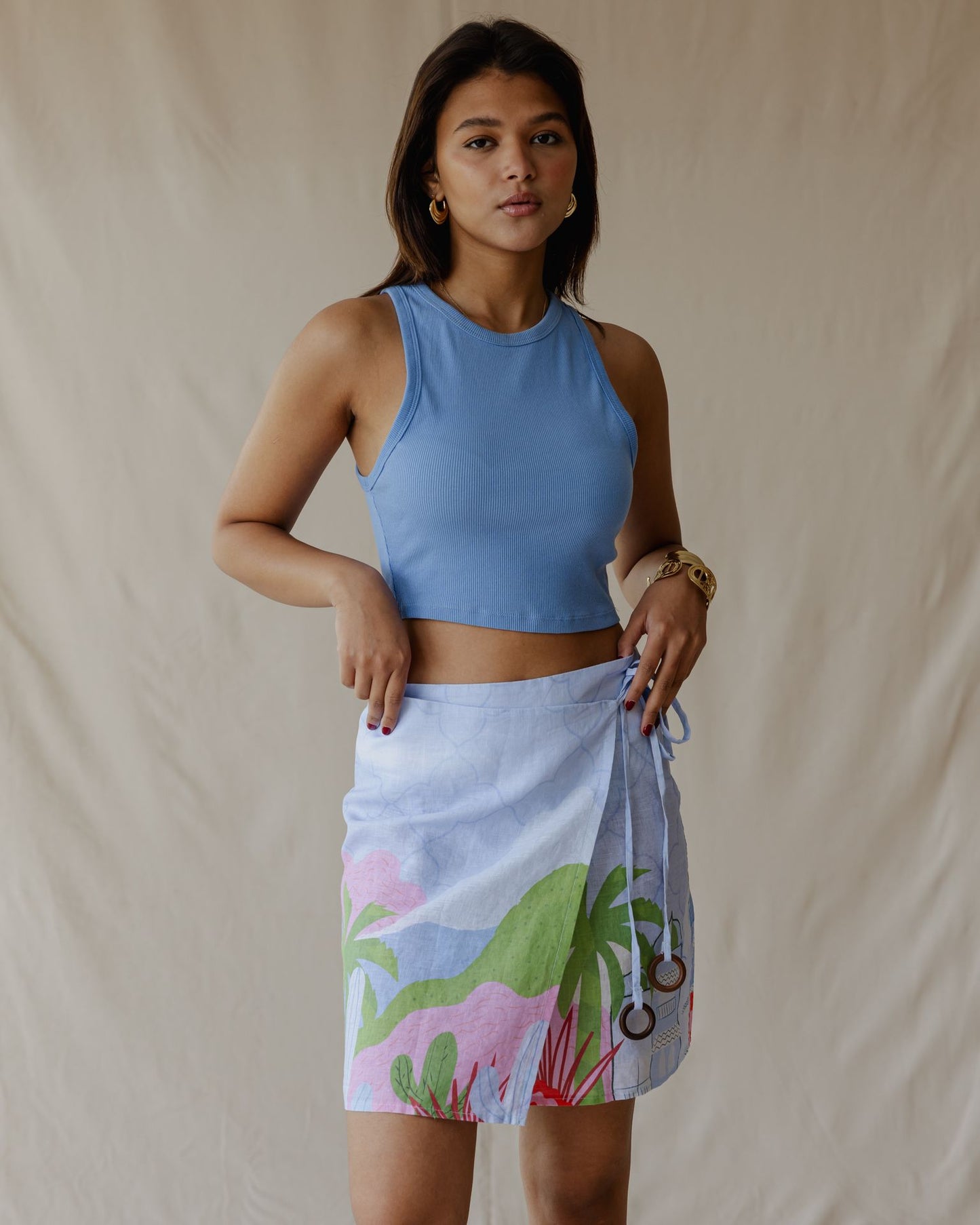 Blue Sunrise Oasis Linen Skirt
