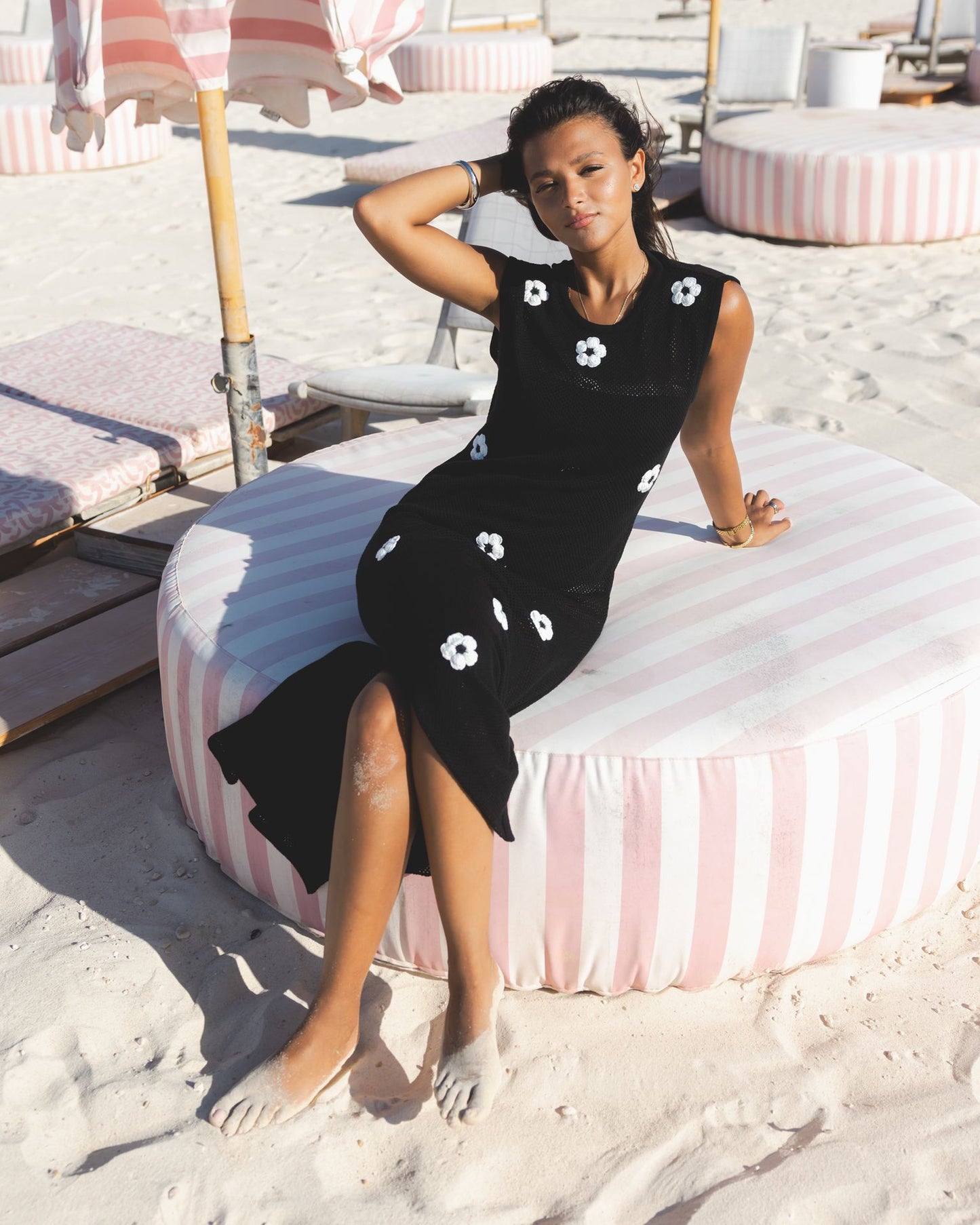 Black Daisy Drift Dress