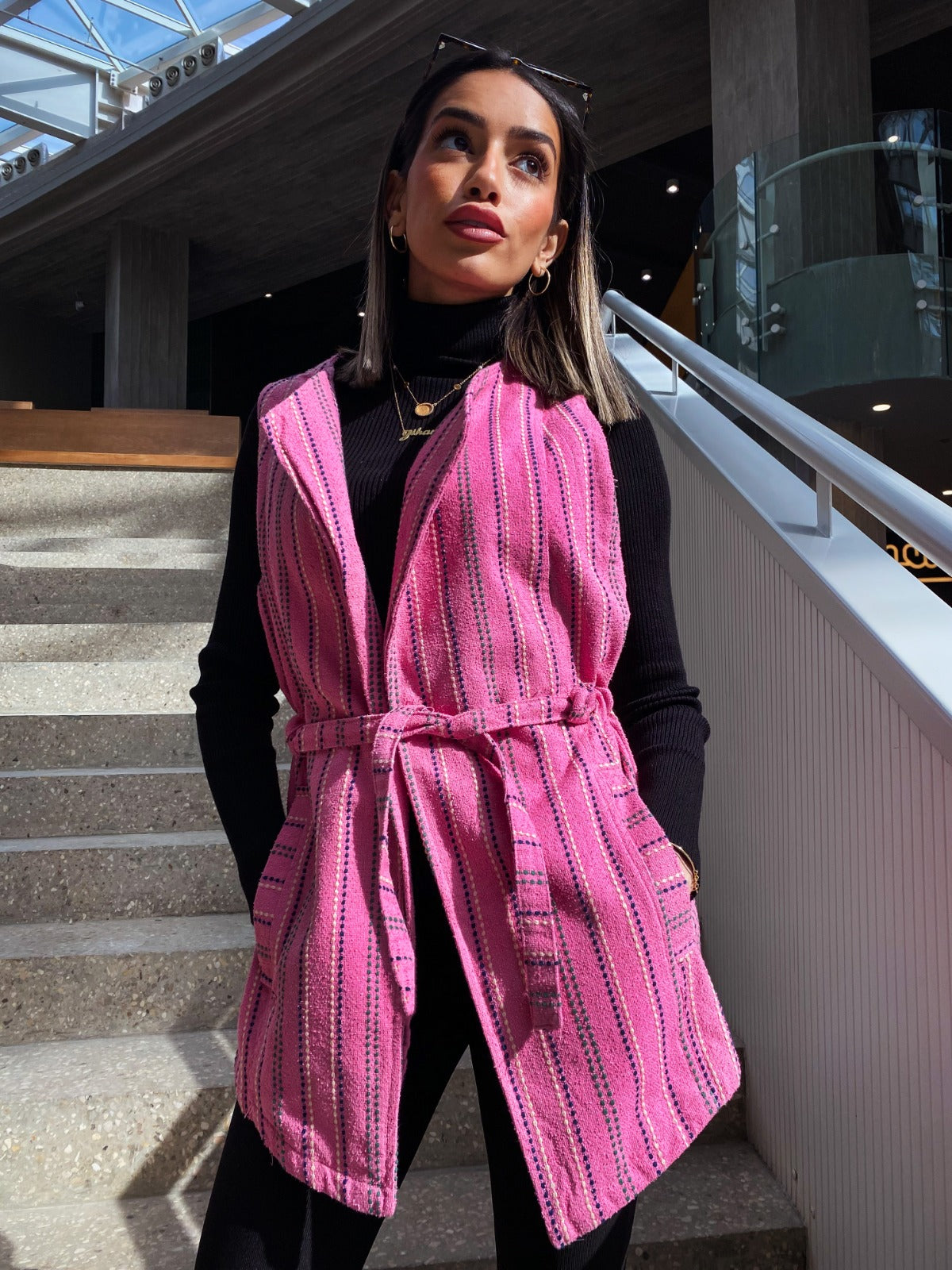 Gilet in cotone rosa Grace