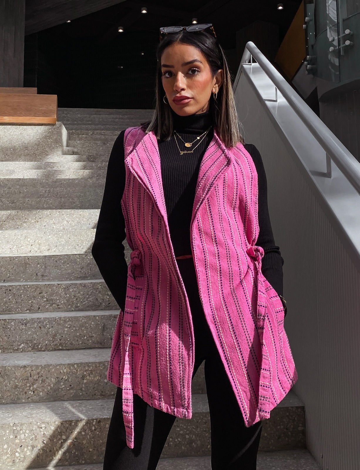 Gilet in cotone rosa Grace