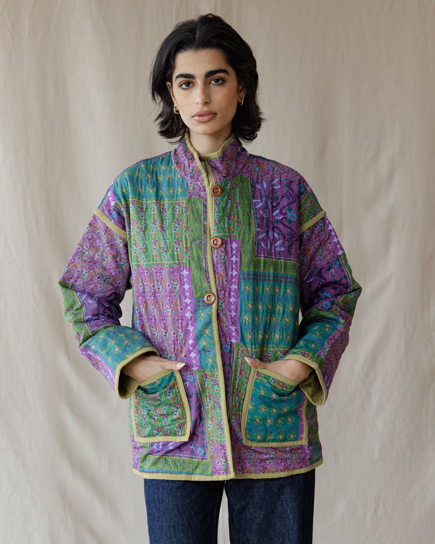 Giacca oversize con fiori di lavanda