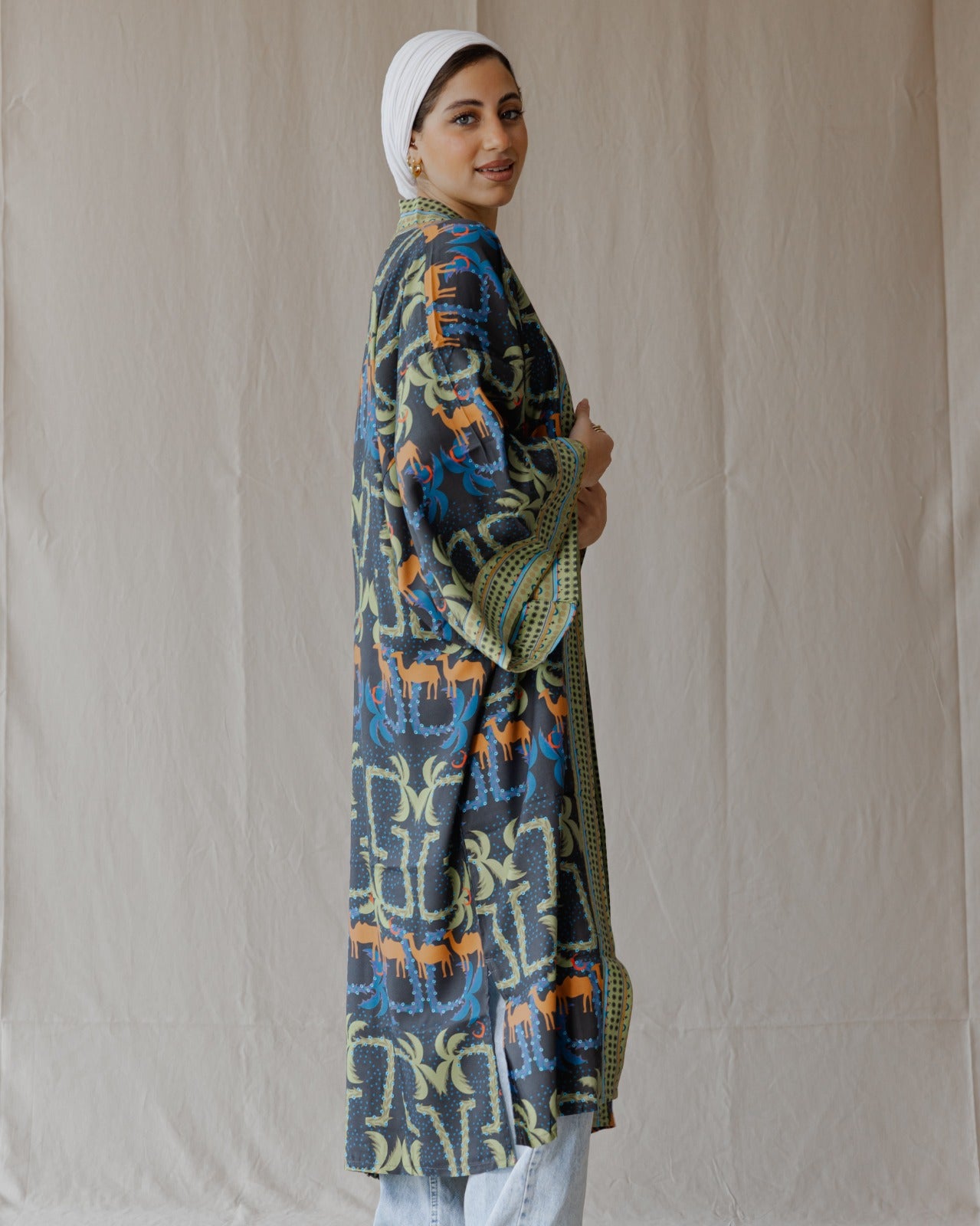 Camel Maze Kimono Schwarz X Marine