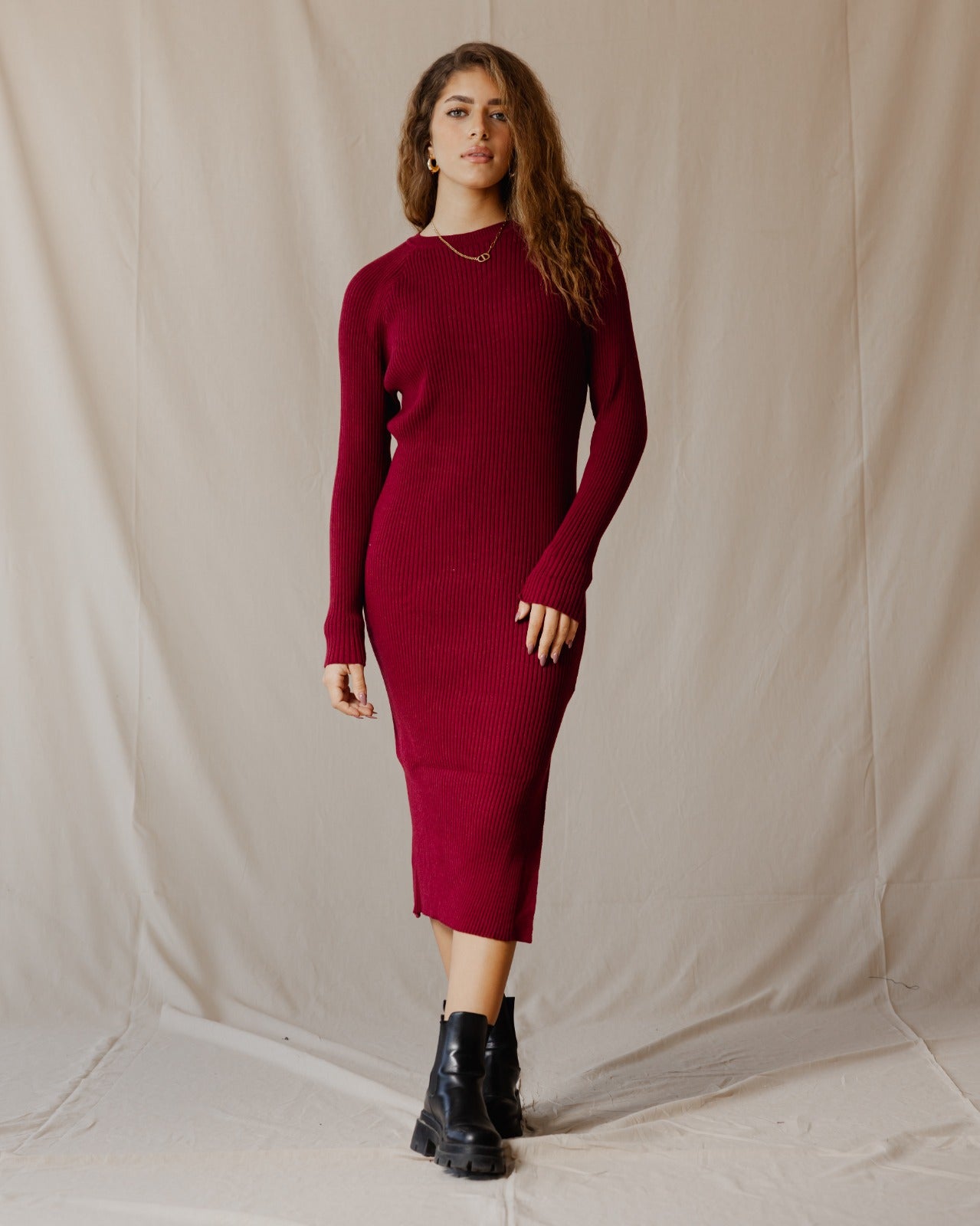 Abito in maglia audace Borgogna