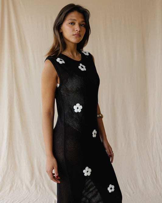 Schwarzes Daisy Drift-Kleid