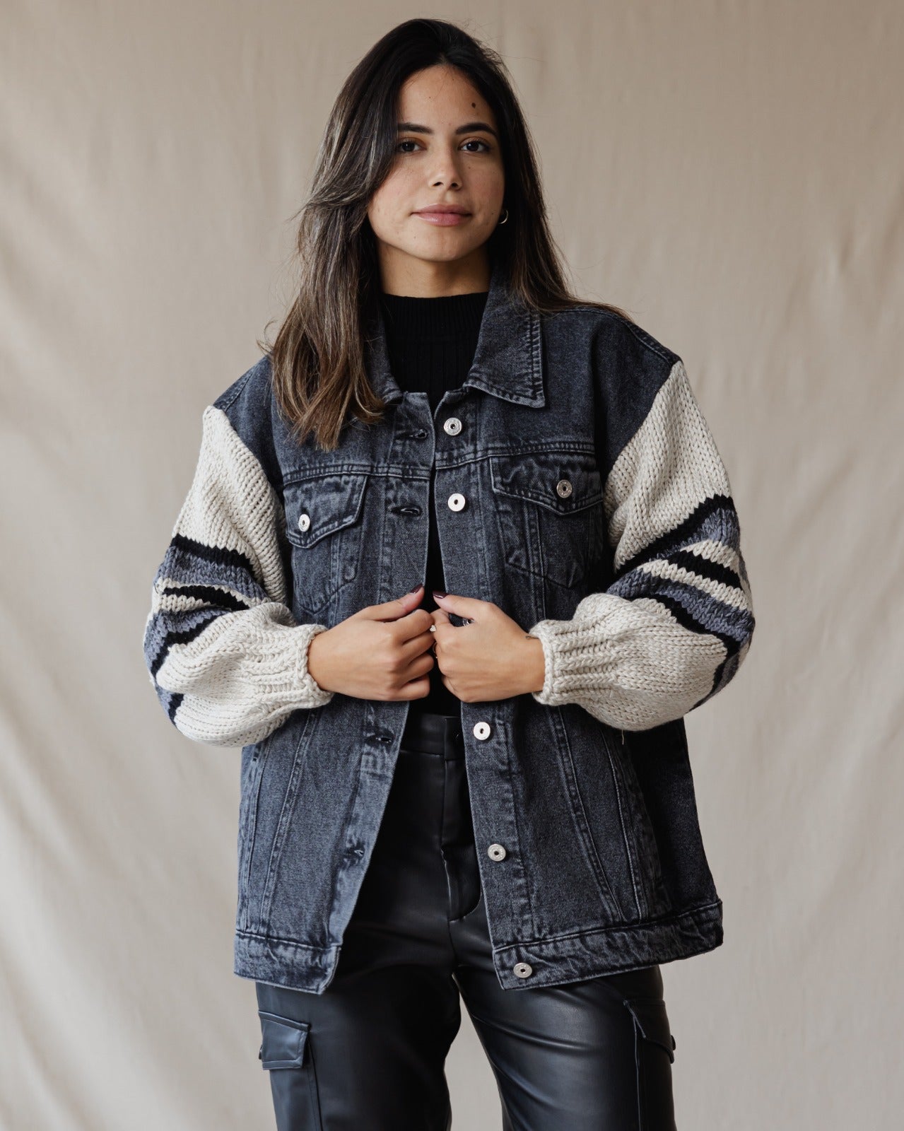 Giacca in denim Ace Trico X nera