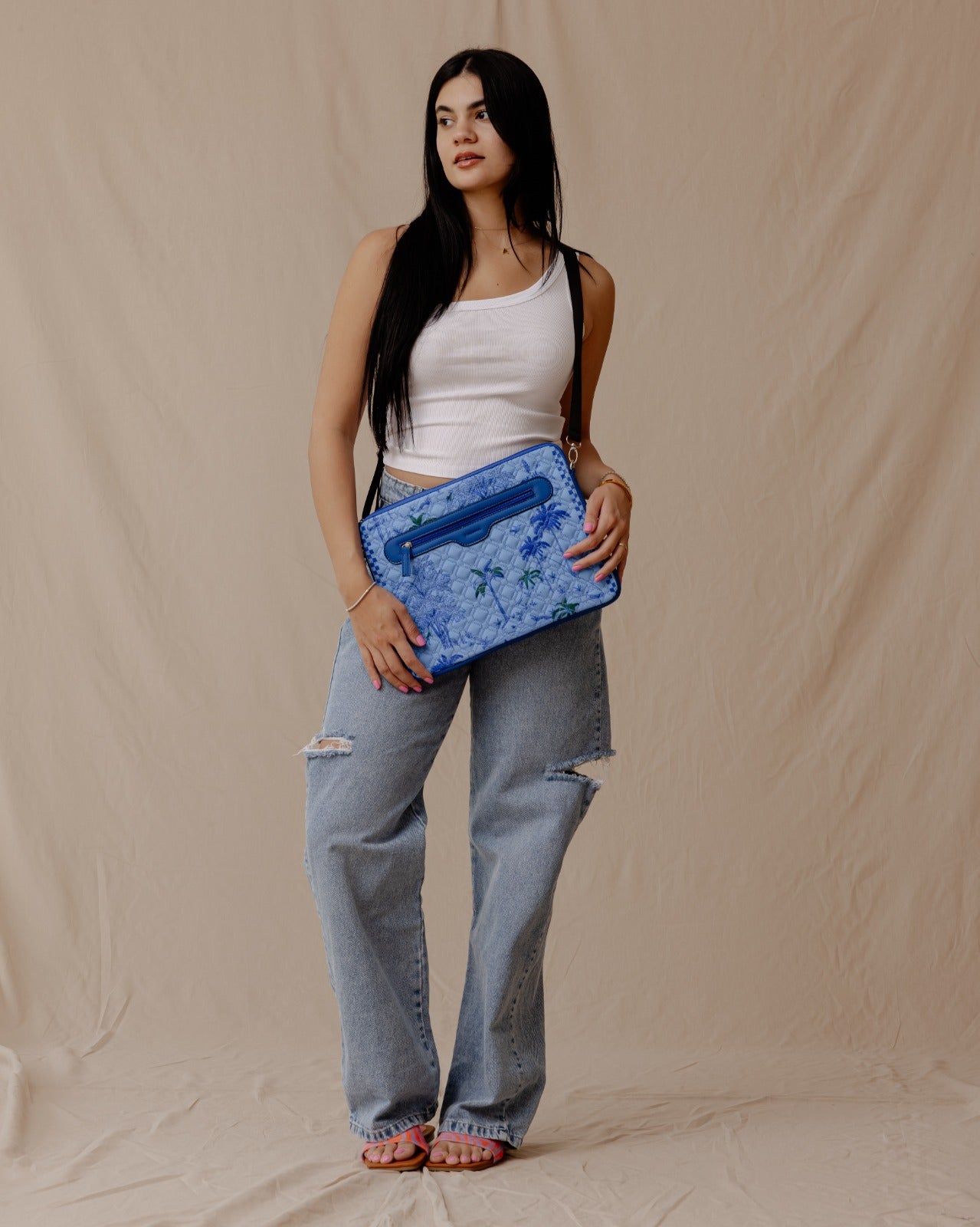 Monkey Land Quilted Sleeve Blue