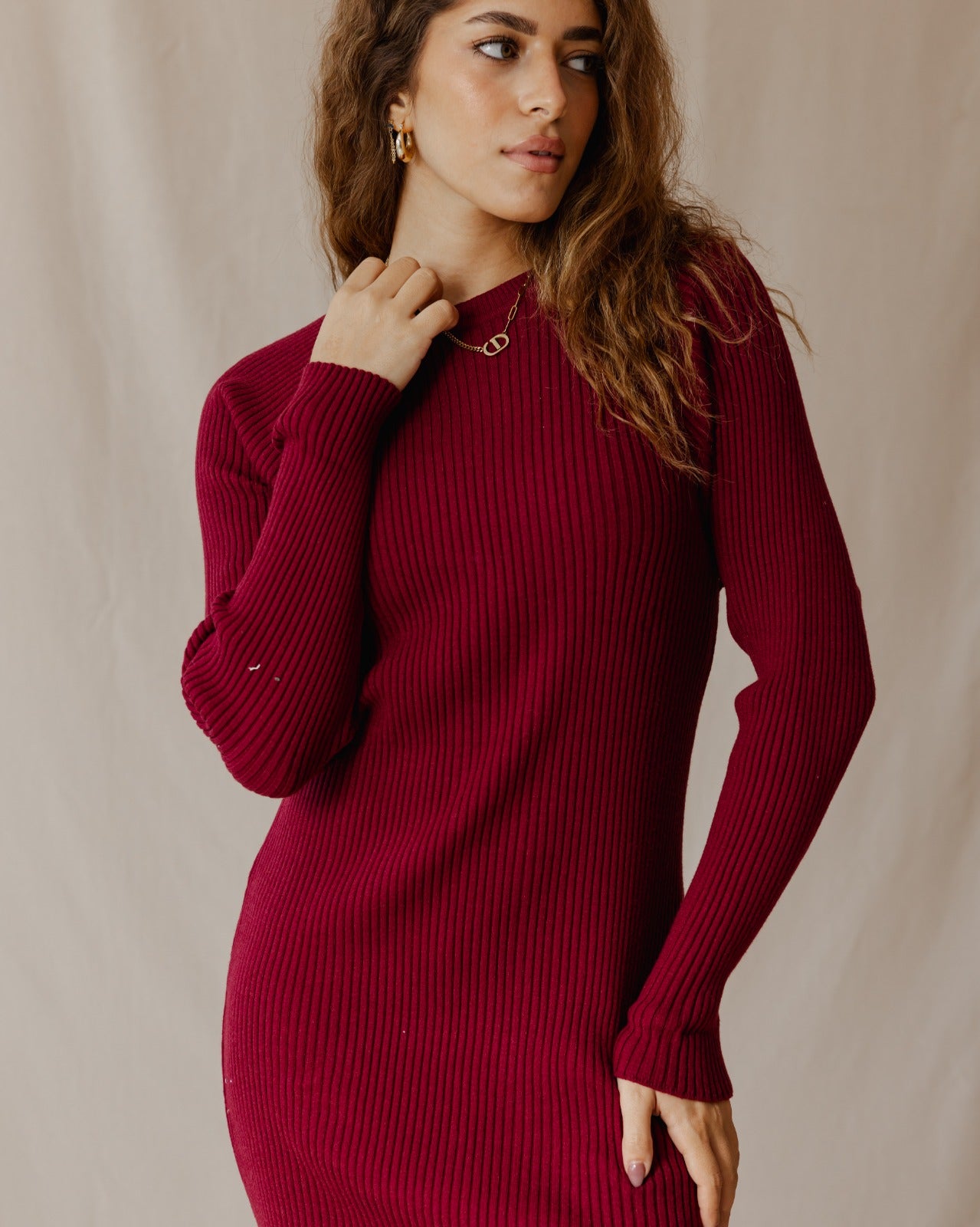 Abito in maglia audace Borgogna