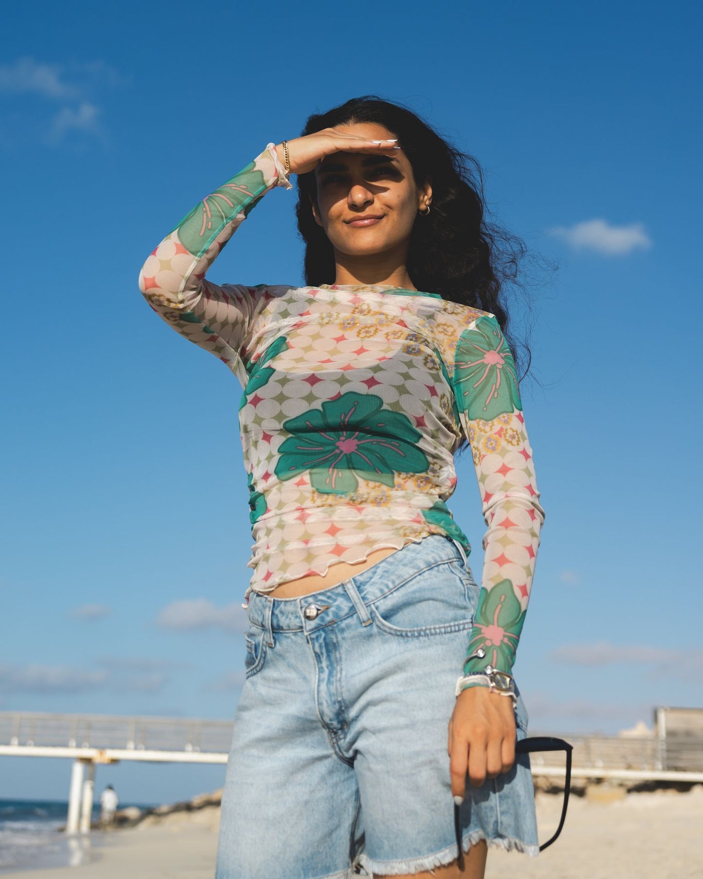 Tropical Mesh Top in Off-White
