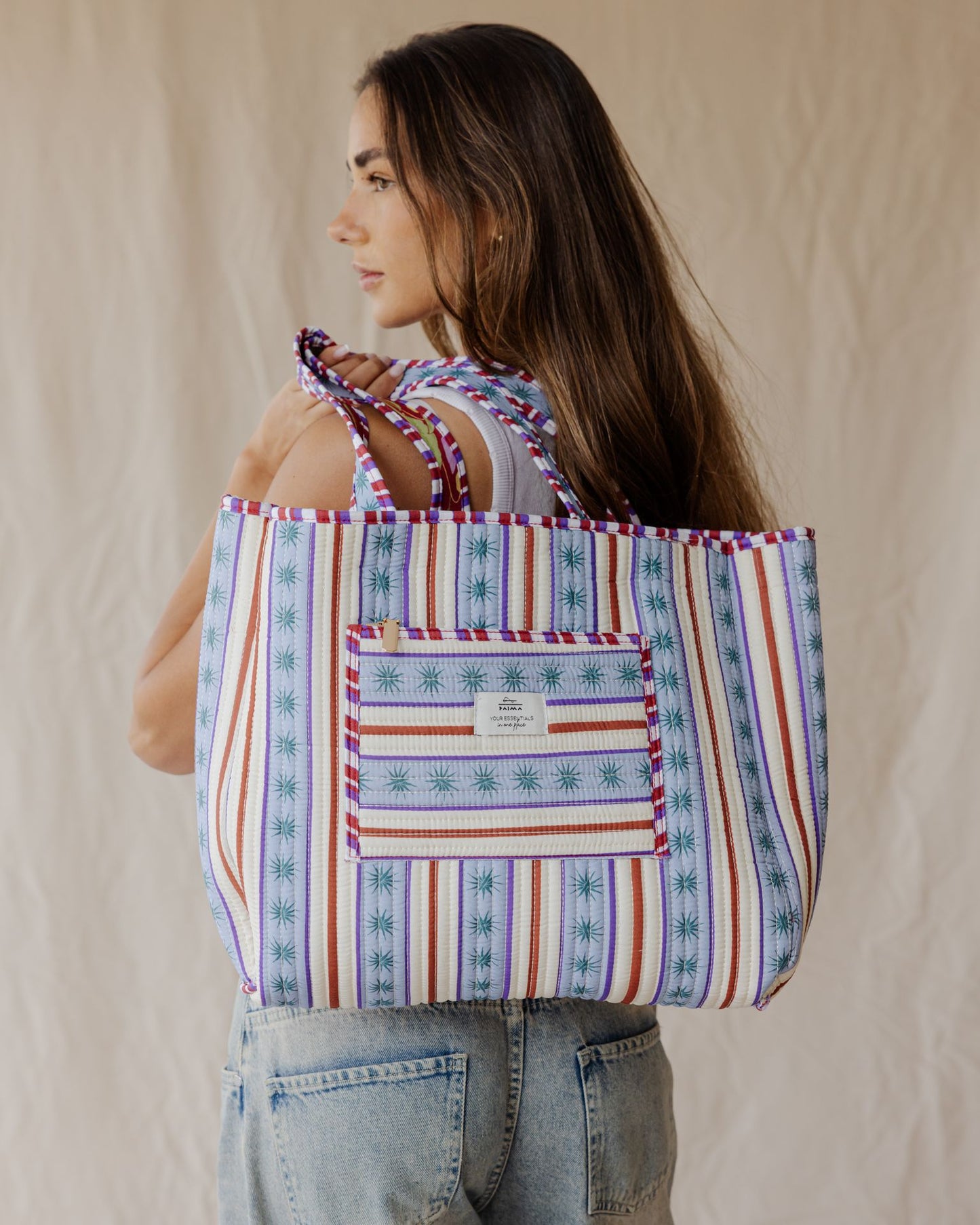 Bolsa Tote Acolchada Bloom & Stripe