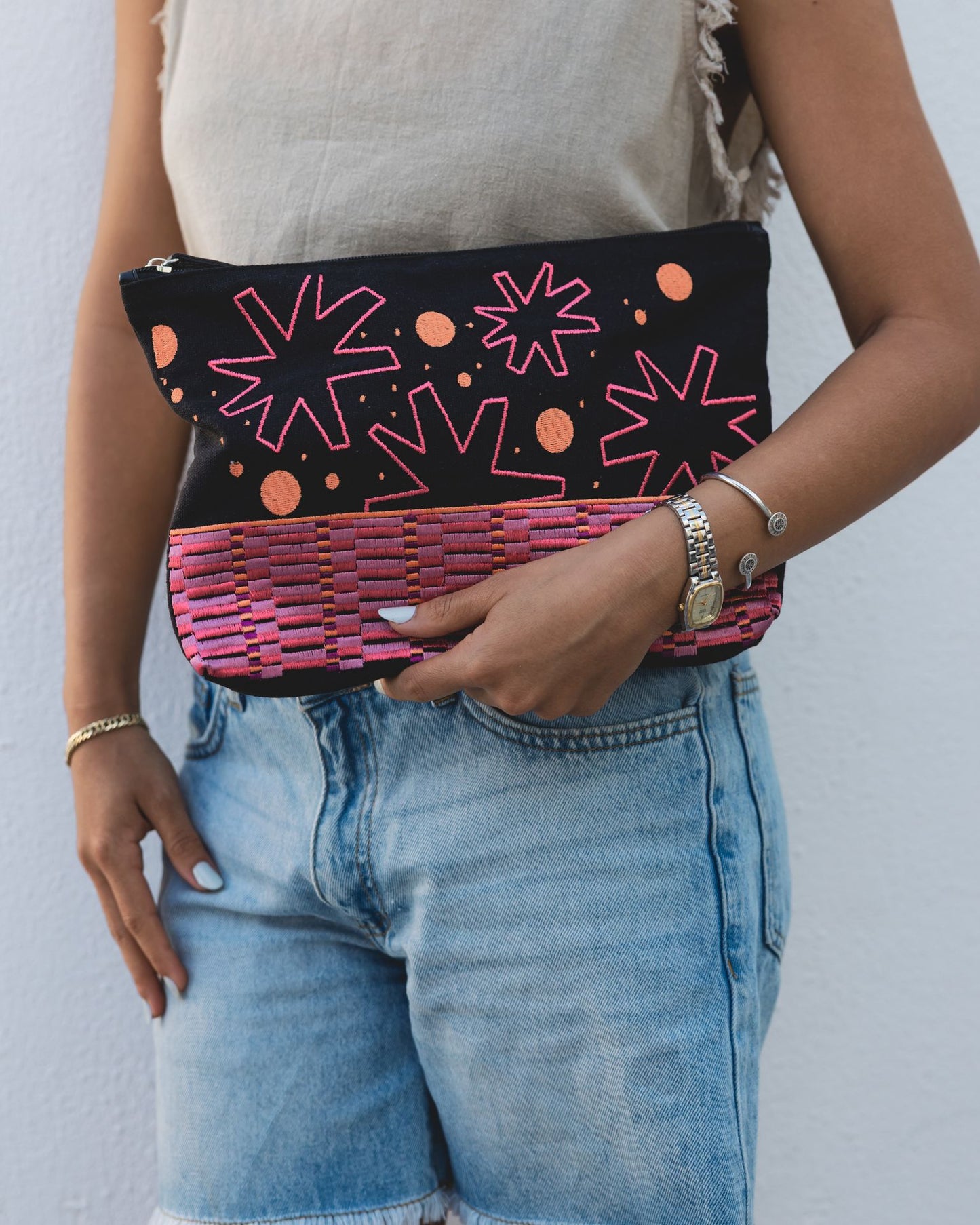 Confetti Party Embroidered Pouch