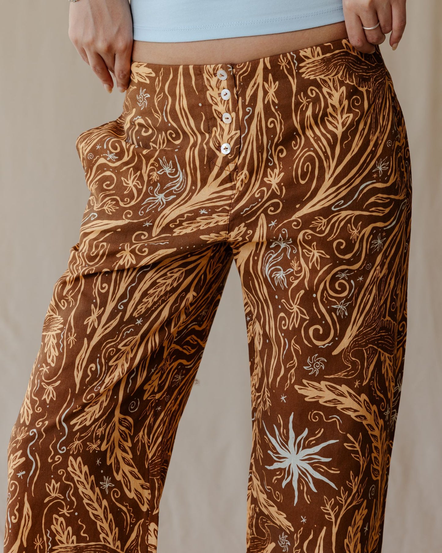 River Dream Brown Linen Pants