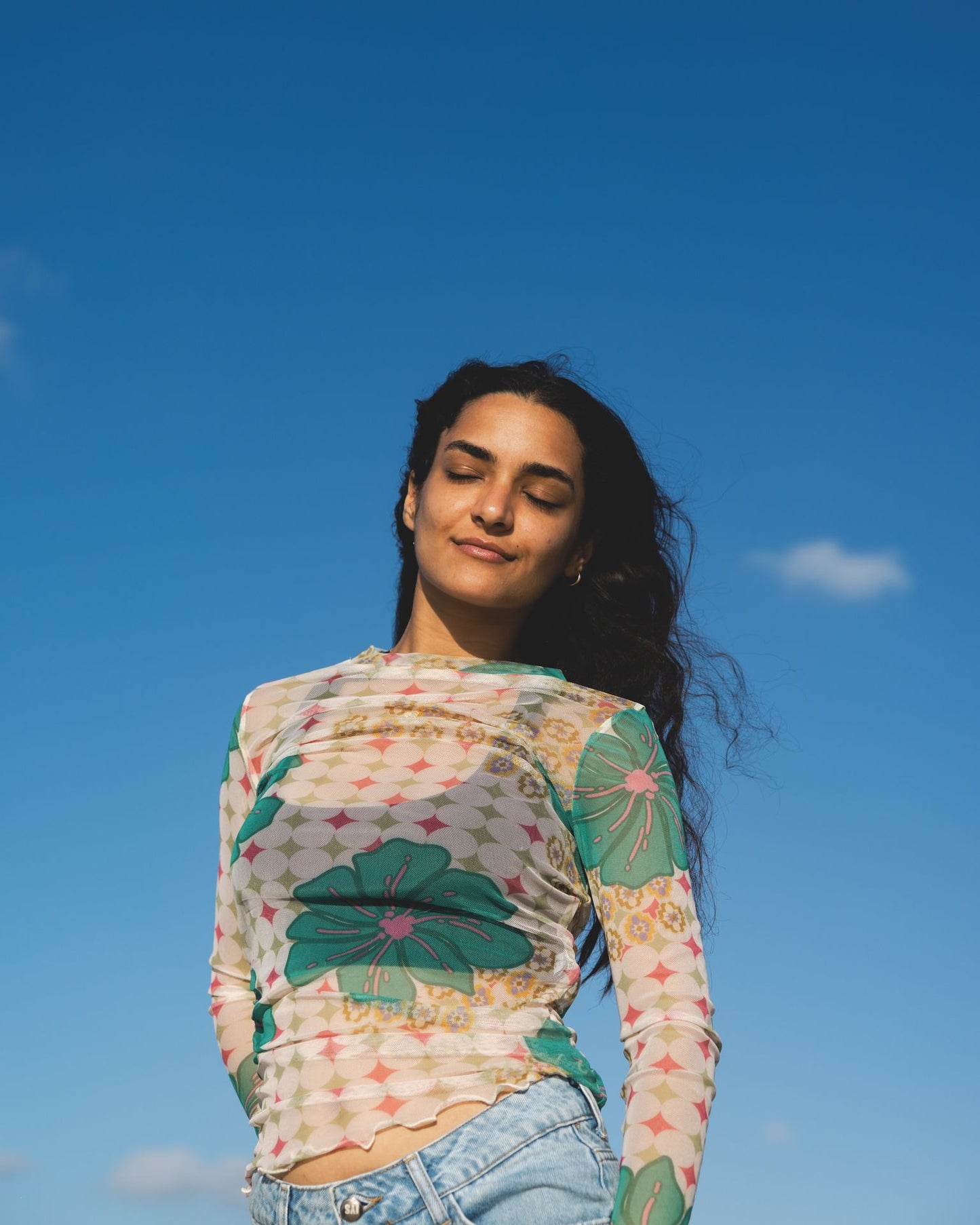 Tropical Mesh Top in Off-White