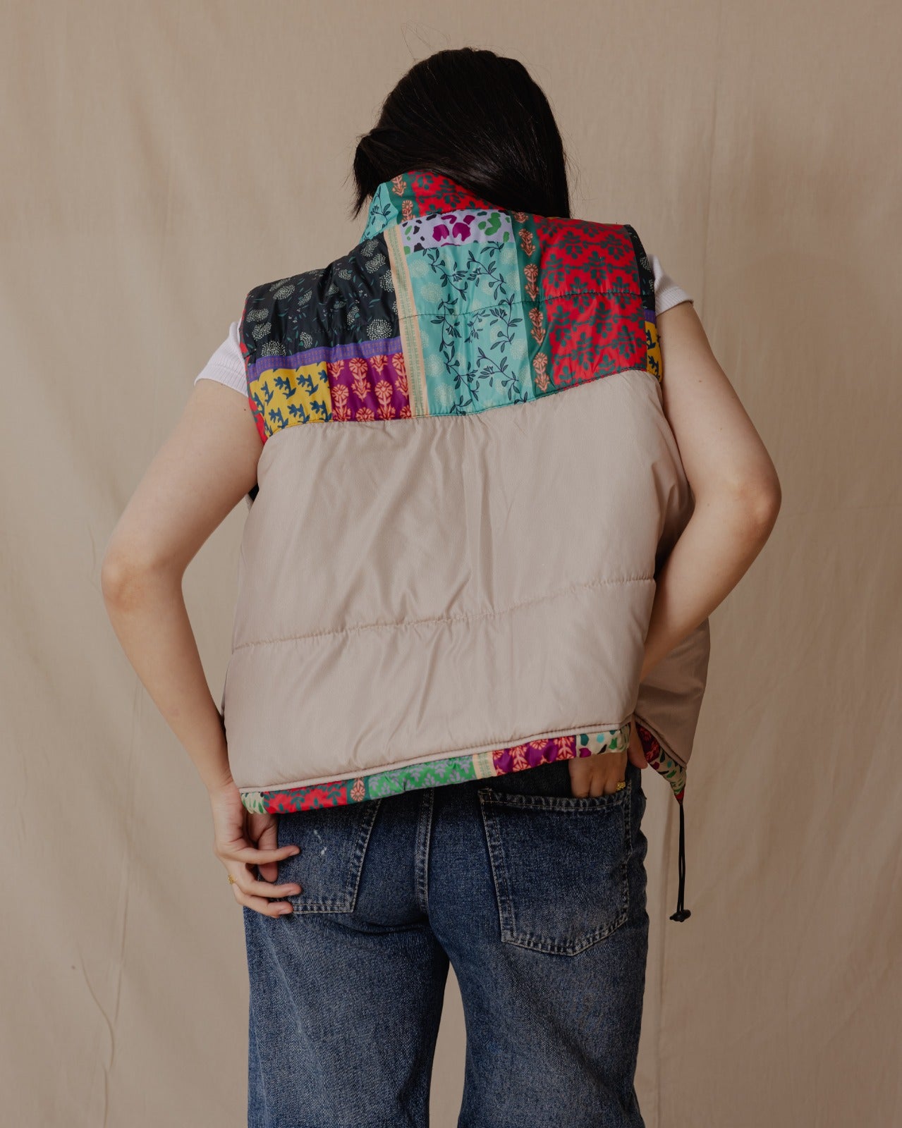 Gilet impermeabile Indian Florals Beige