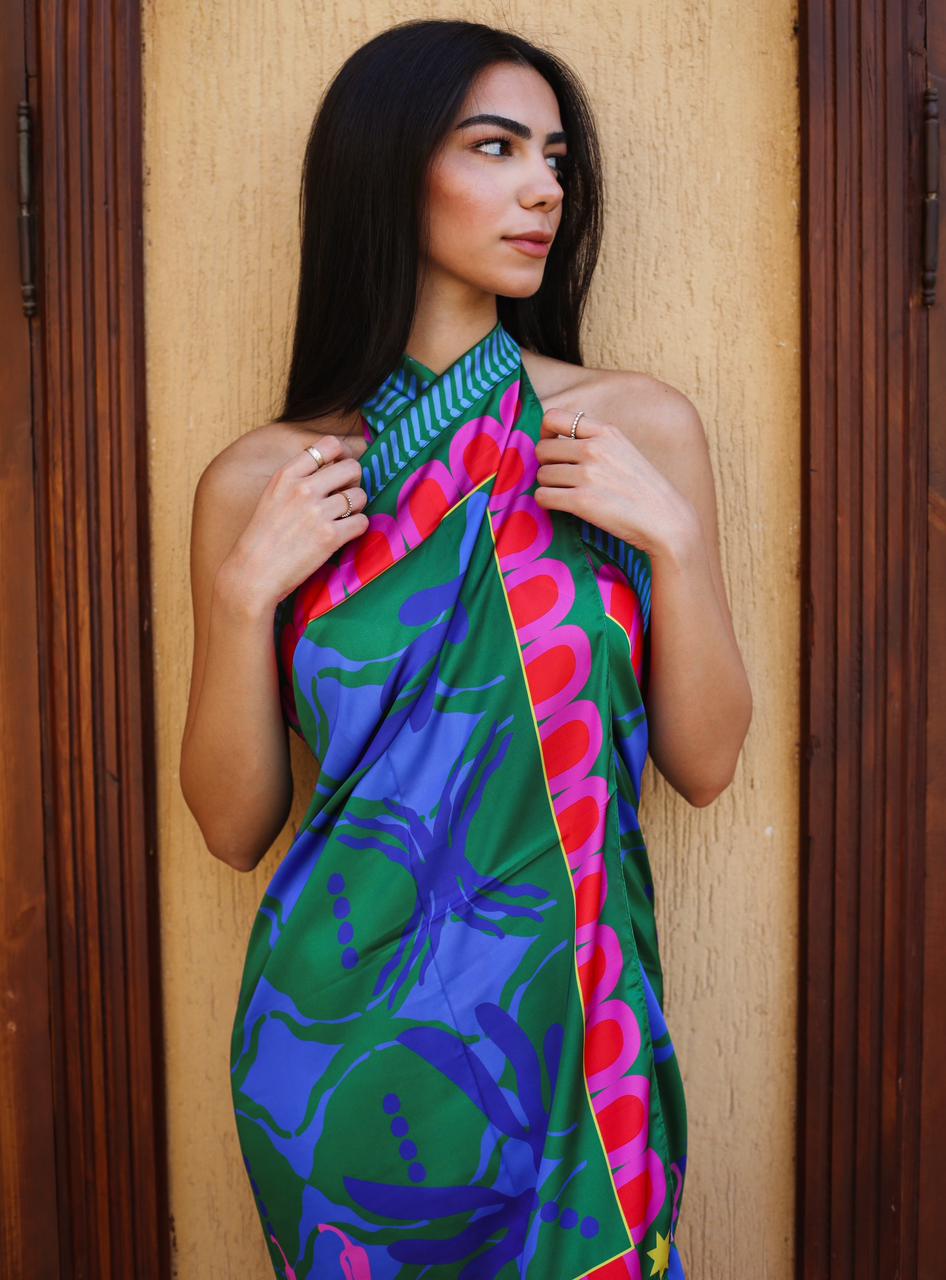 Sarong Island Palm in verde acqua X